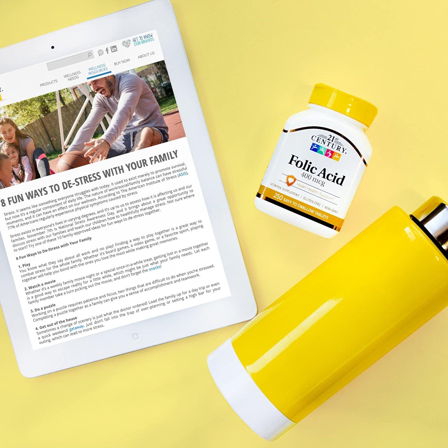 Tabletas de Ácido Fólico 400 mcg Siglo 21 - 250 Unidades