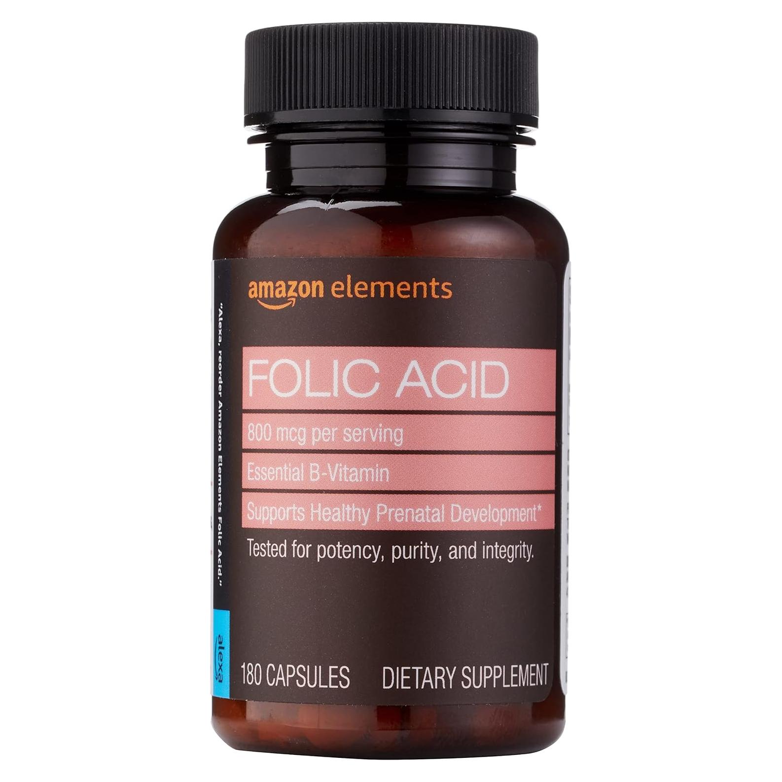 Ácido Fólico 800 mcg Amazon - Suplemento Dietético 180 Tabletas