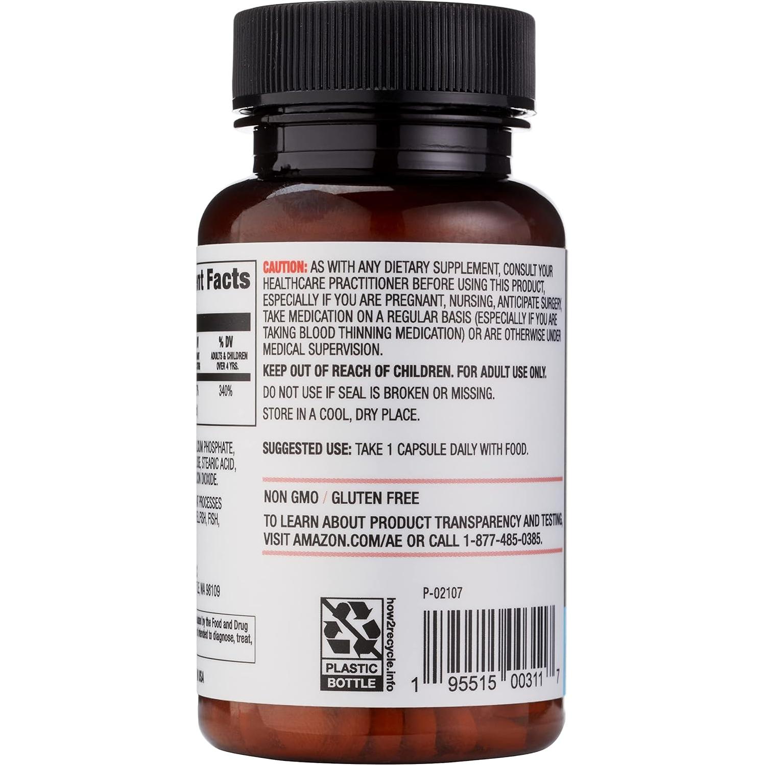 Ácido Fólico 800 mcg Amazon - Suplemento Dietético 180 Tabletas
