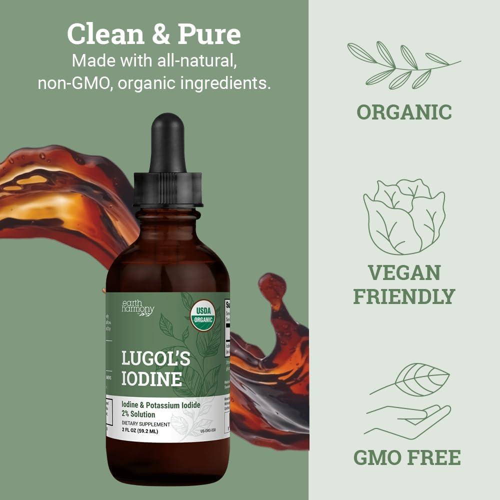 Yodo Lugol Orgánico 2% 3000 mcg - Suplemento Líquido 59 ml