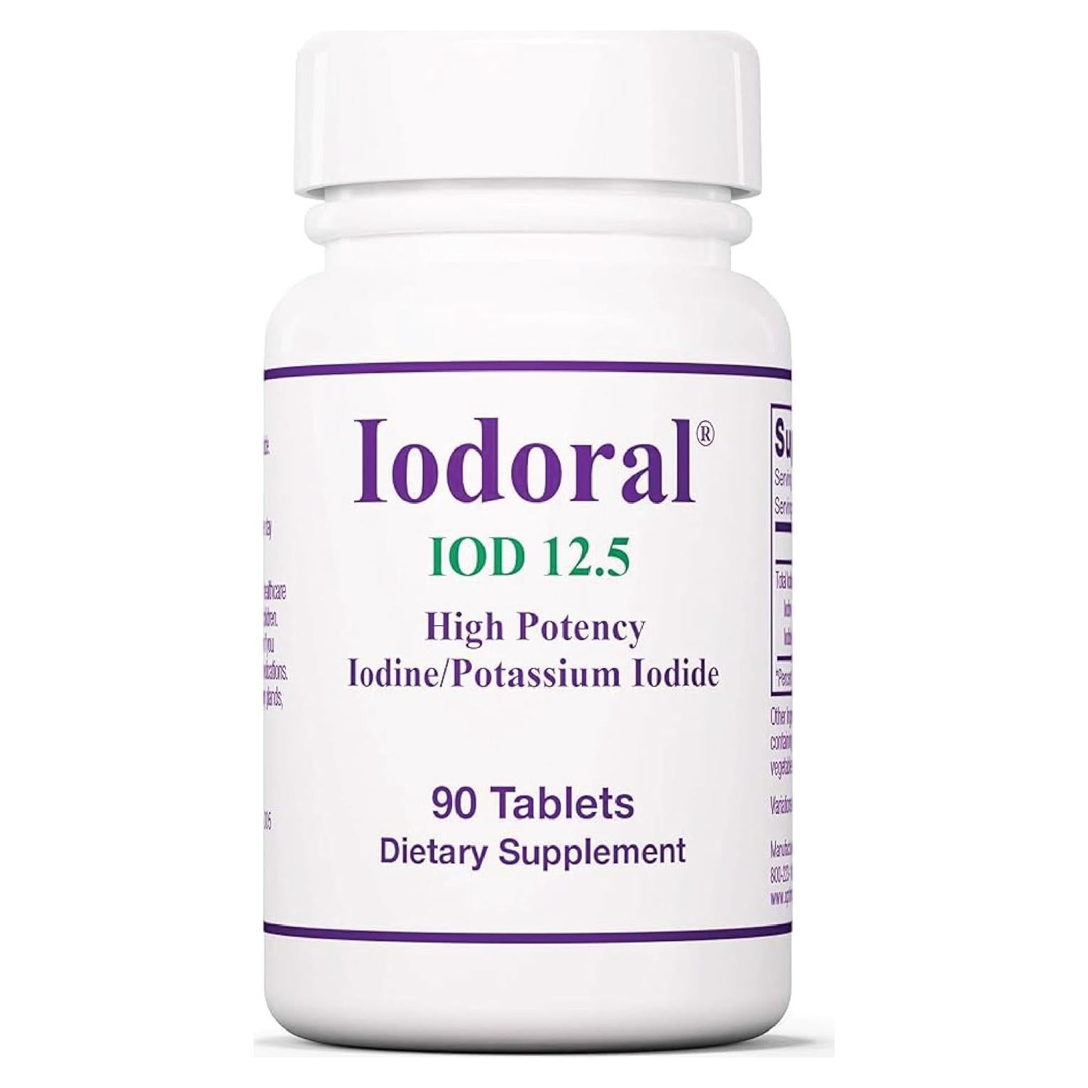 Suplemento de Yodo Iodoral 12.5 mg Optimox - 90 Tabletas