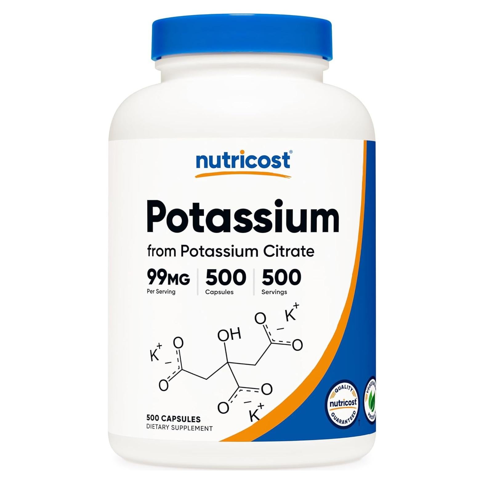Citrato de Potasio Nutricost 99mg - 500 Cápsulas