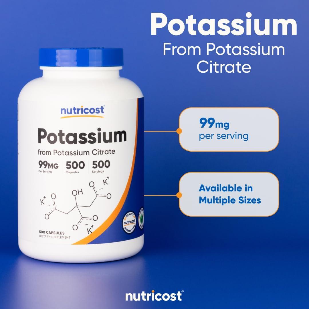 Citrato de Potasio Nutricost 99mg - 500 Cápsulas