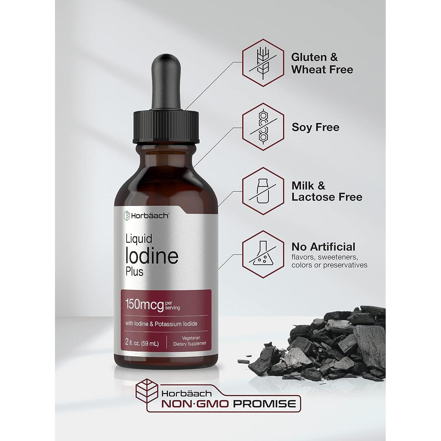 Gotas Líquidas de Yodo Horbaach 59 ml | 150 mcg | Suplemento Vegetariano
