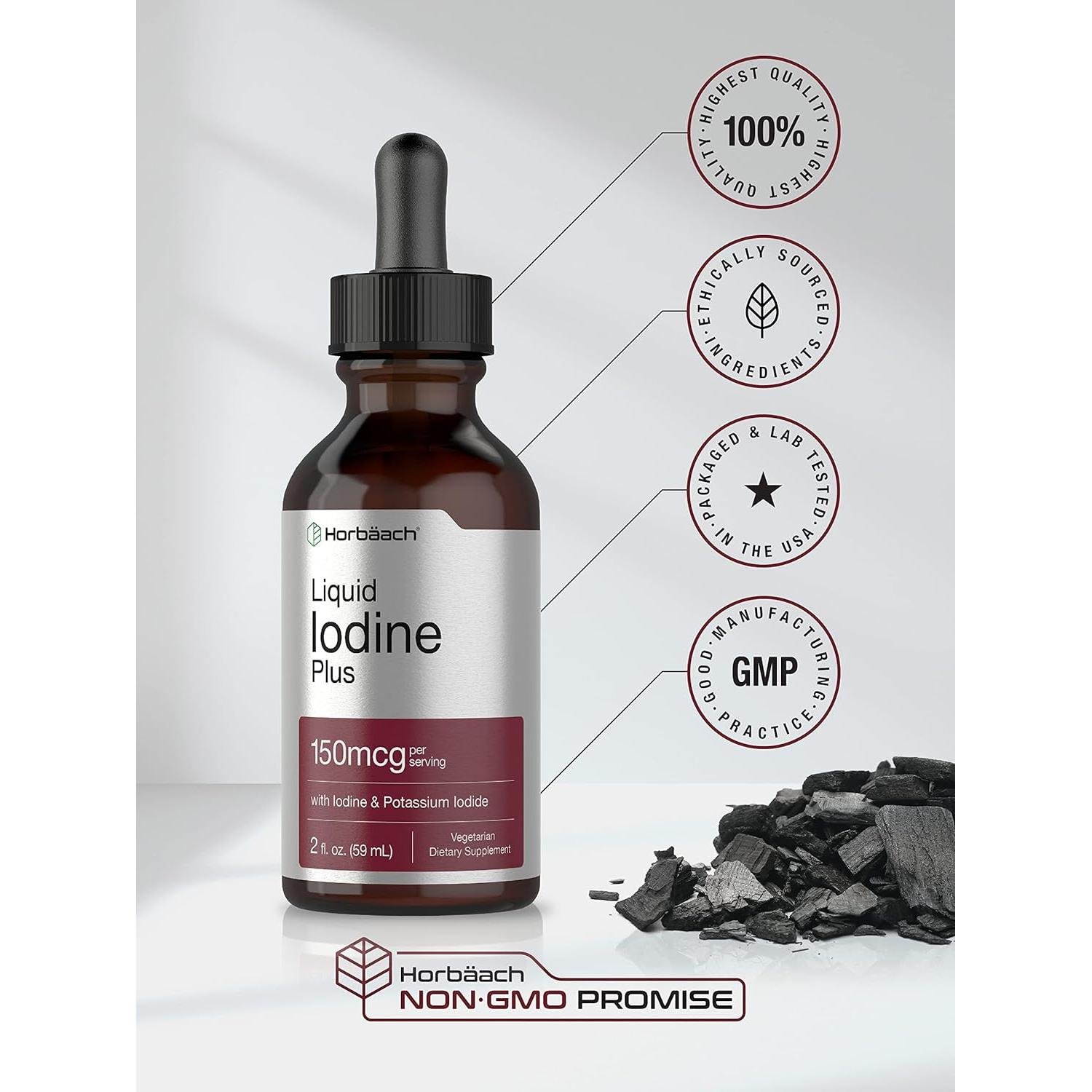 Gotas Líquidas de Yodo Horbaach 59 ml | 150 mcg | Suplemento Vegetariano