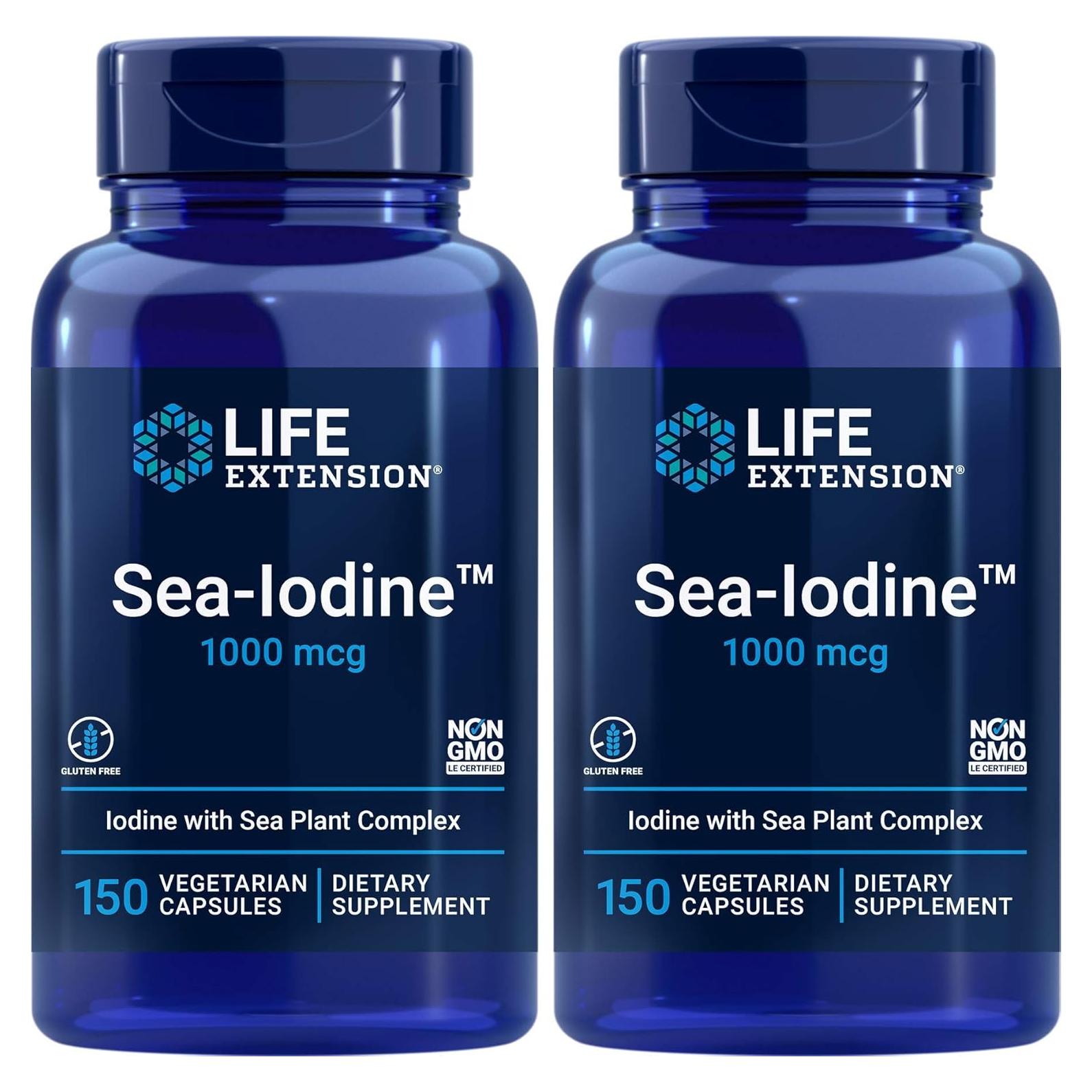 Suplemento de Yodo Marino Life Extension 1000 mcg 150 Cápsulas Veganas