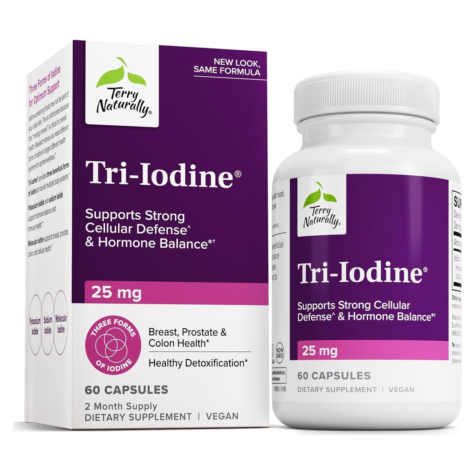 Suplemento Dietético Terry Naturally Tri-Iodine 25 mg - 60 Cápsulas