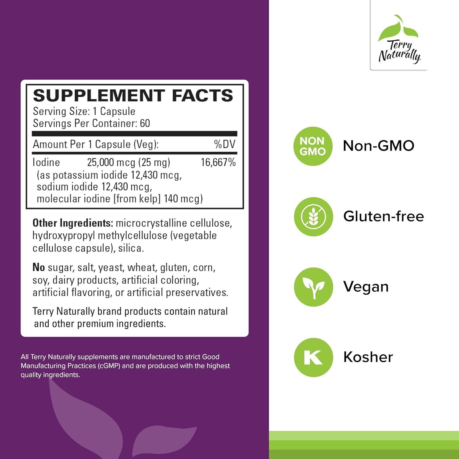 Suplemento Dietético Terry Naturally Tri-Iodine 25 mg - 60 Cápsulas