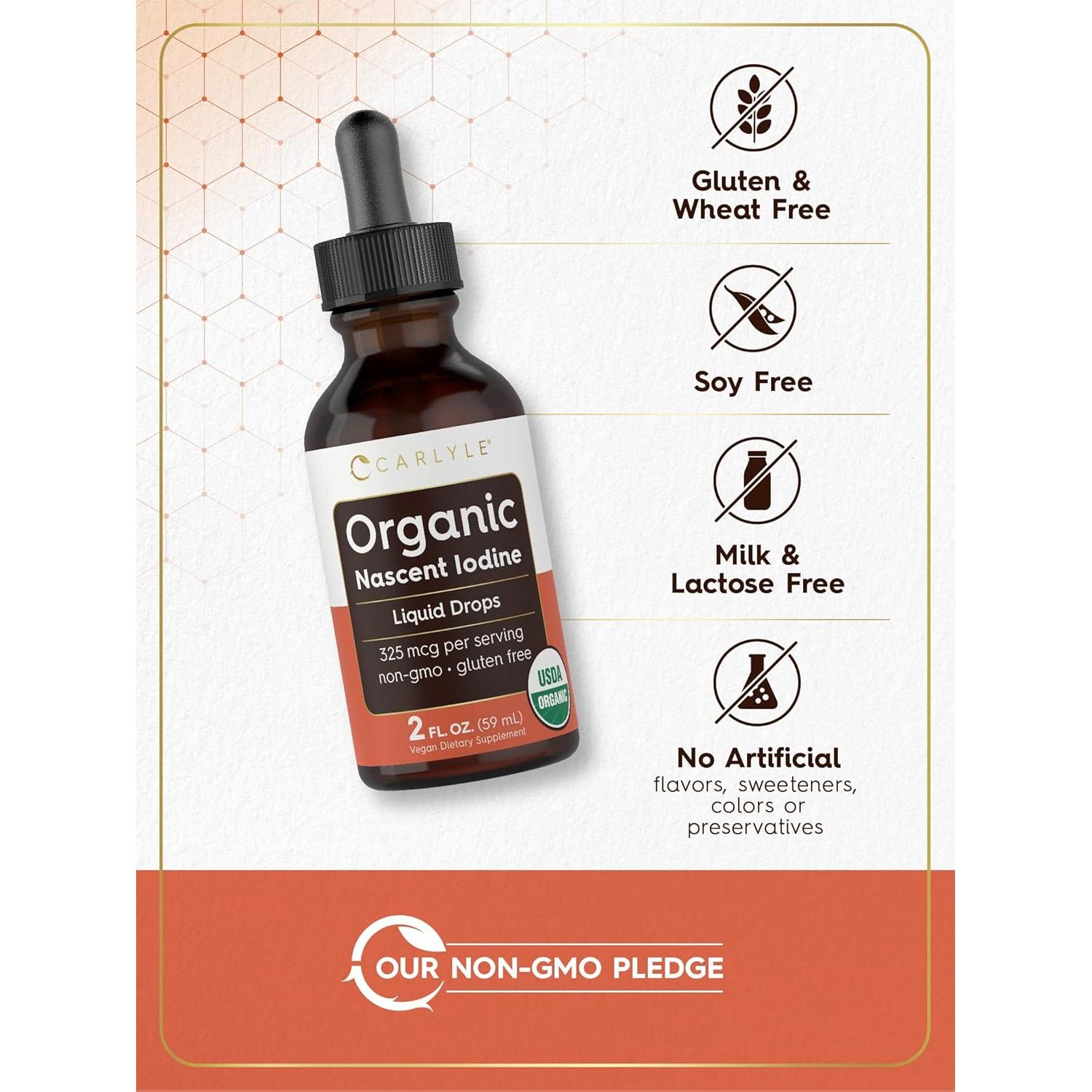 Carlyle Gotas Líquidas de Yodo Nascent Orgánico 59 ml - Vegano
