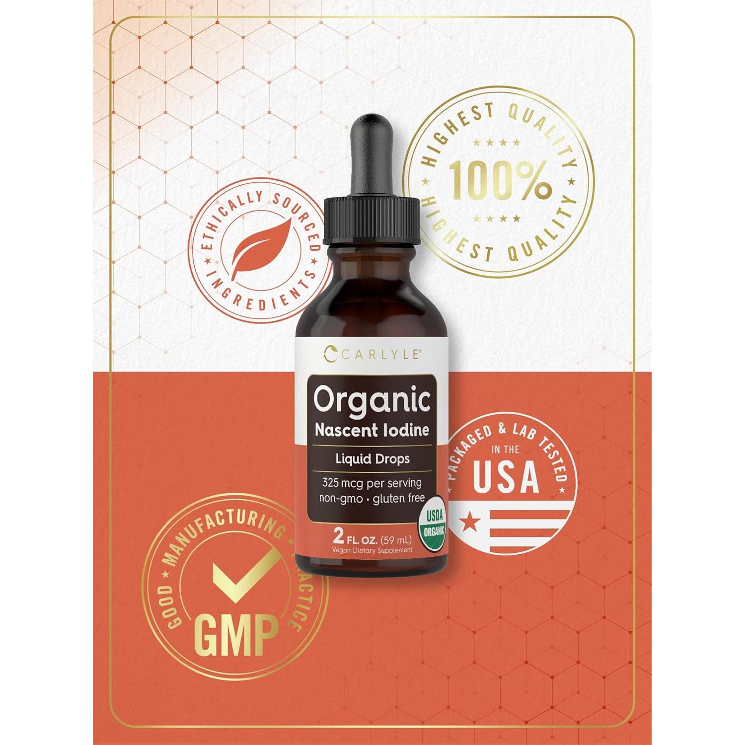 Carlyle Gotas Líquidas de Yodo Nascent Orgánico 59 ml - Vegano