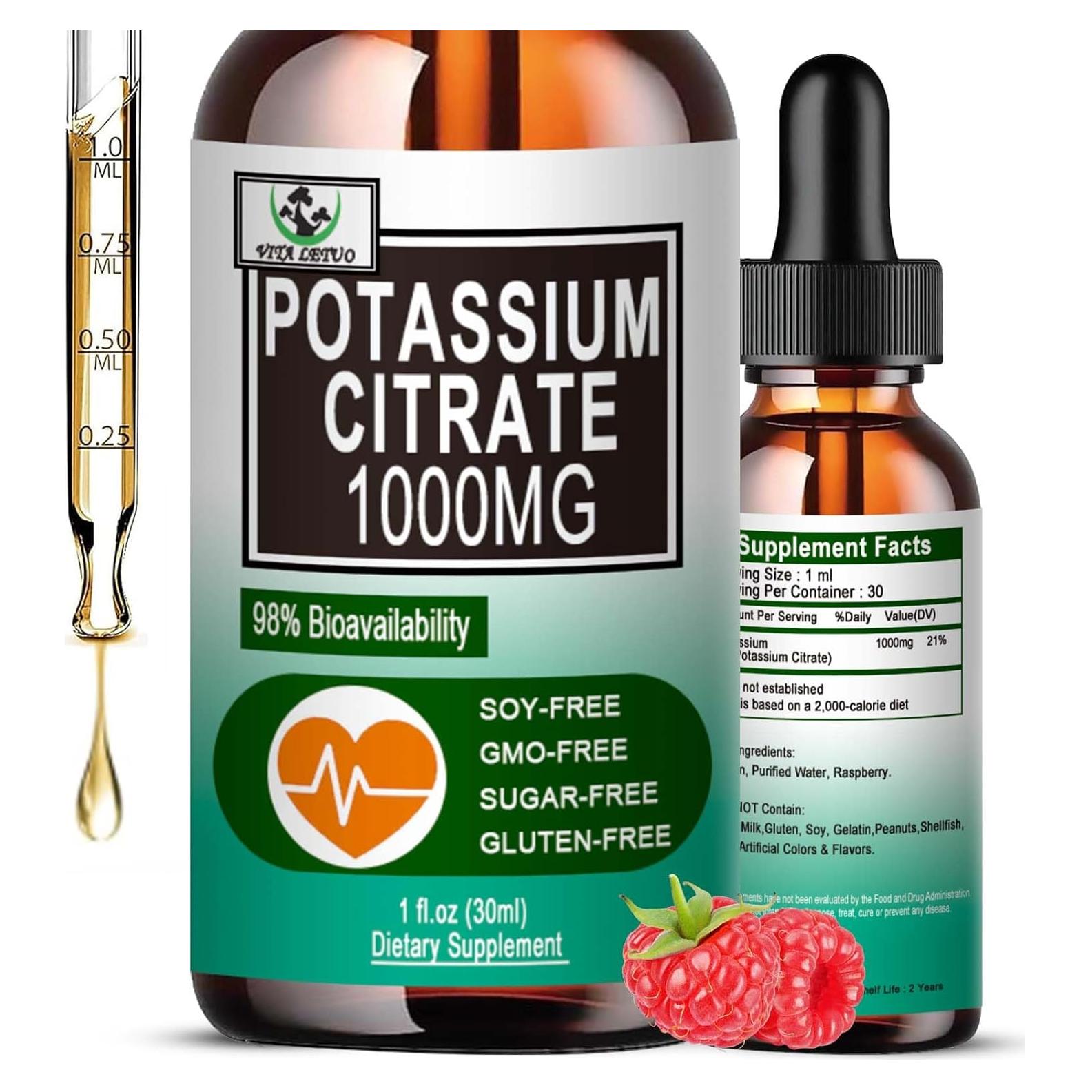 Gotas Líquidas de Citrato de Potasio Vita Letuo 1000mg 30 Porciones