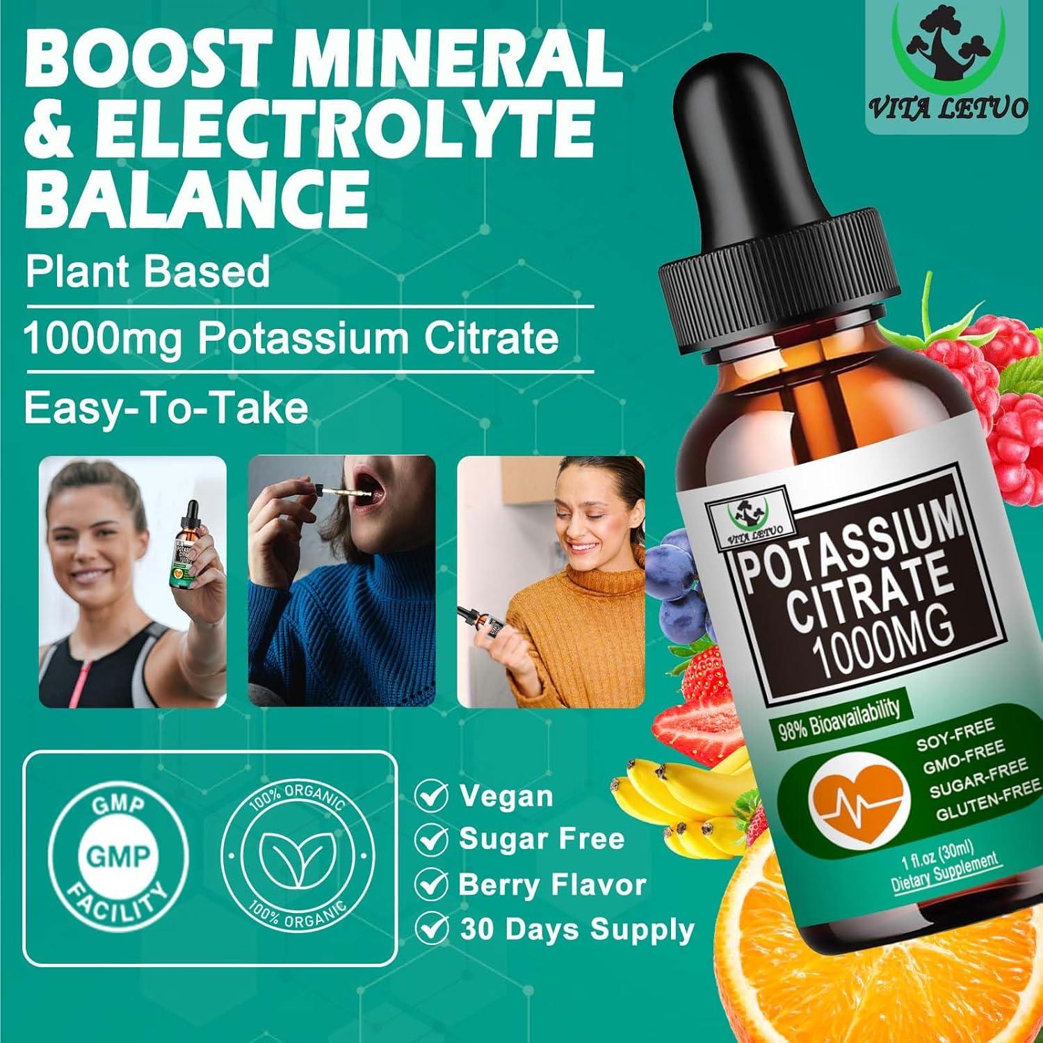 Gotas Líquidas de Citrato de Potasio Vita Letuo 1000mg 30 Porciones