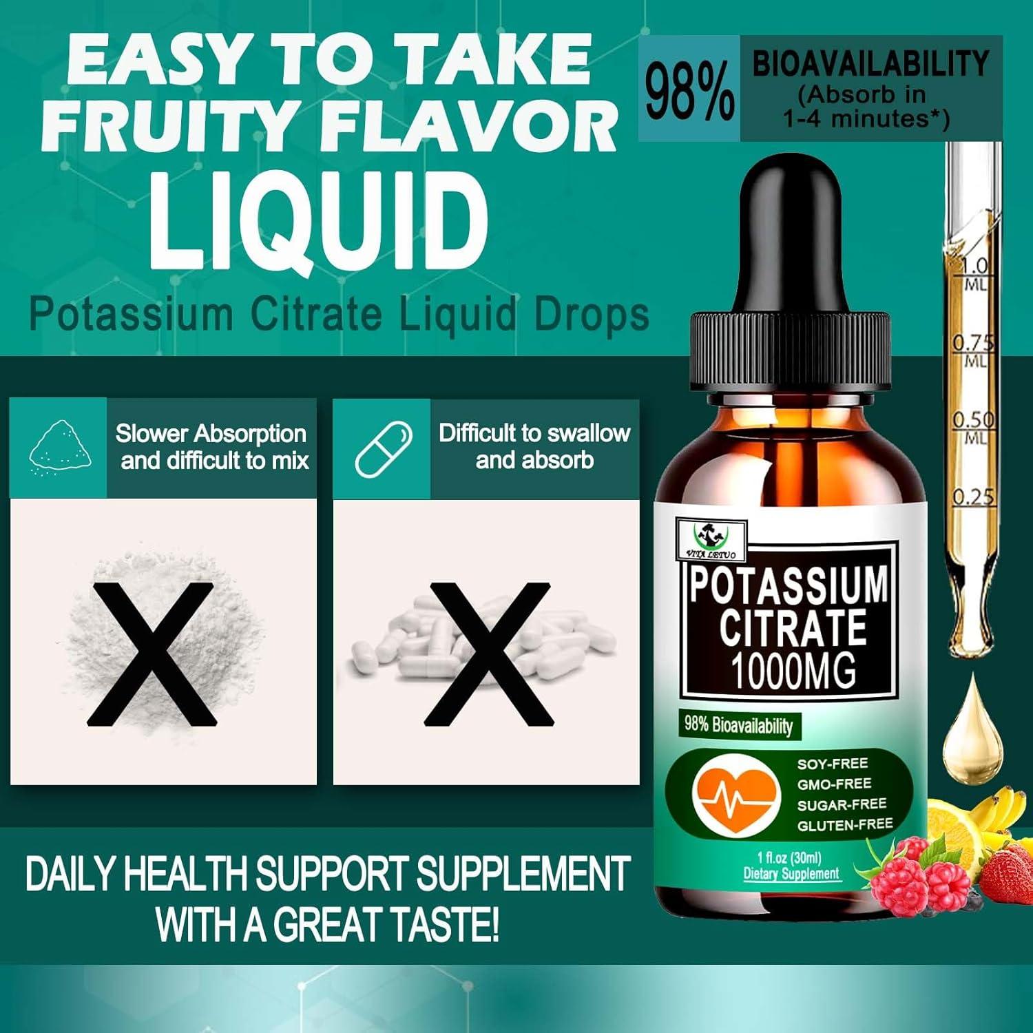 Gotas Líquidas de Citrato de Potasio Vita Letuo 1000mg 30 Porciones