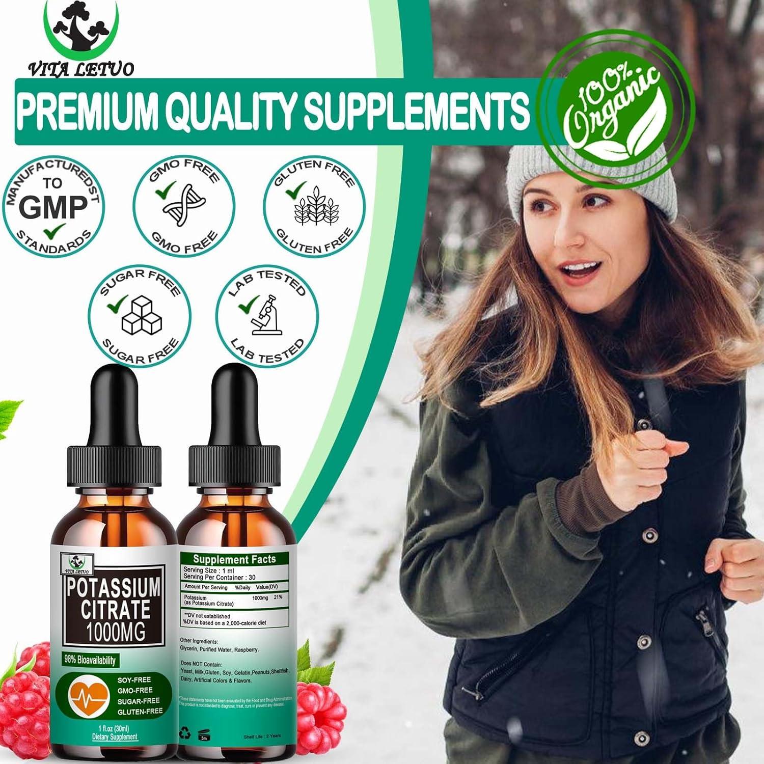 Gotas Líquidas de Citrato de Potasio Vita Letuo 1000mg 30 Porciones