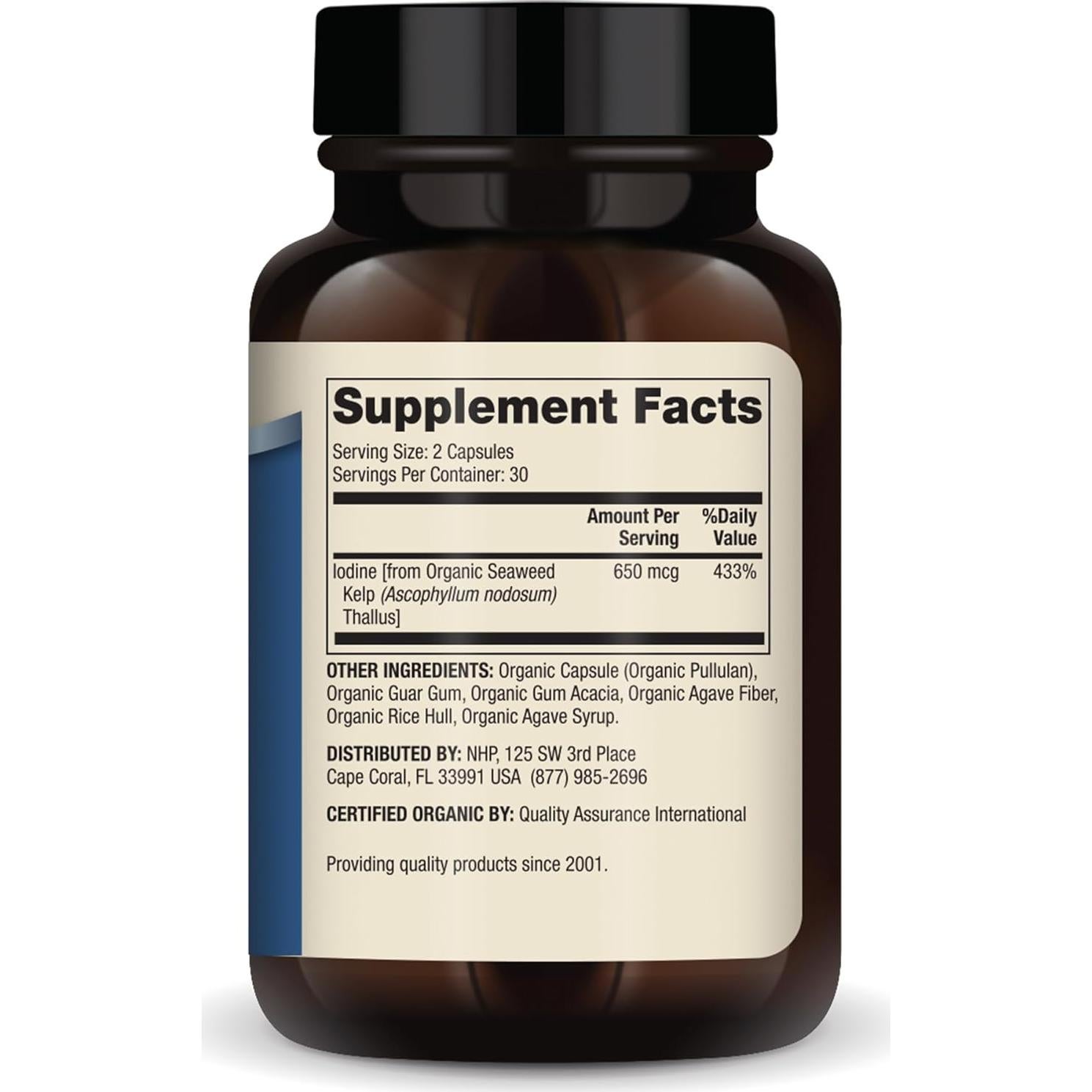 Yodo de Algas Orgánicas Dr. Mercola 650 mcg 60 Cápsulas