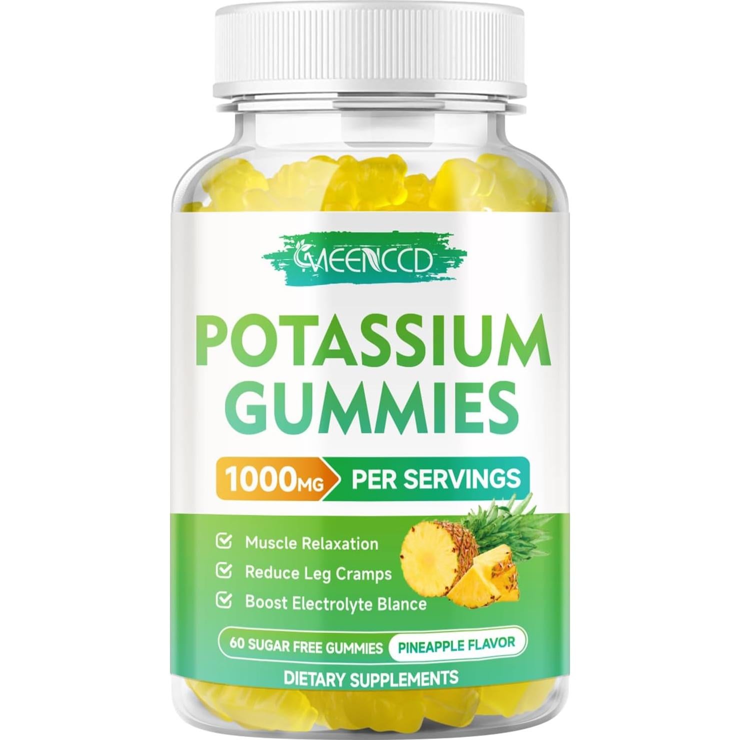 Gomitas de Citrato de Potasio 1000mg MEENCCD Sabor Piña 60 Unidades