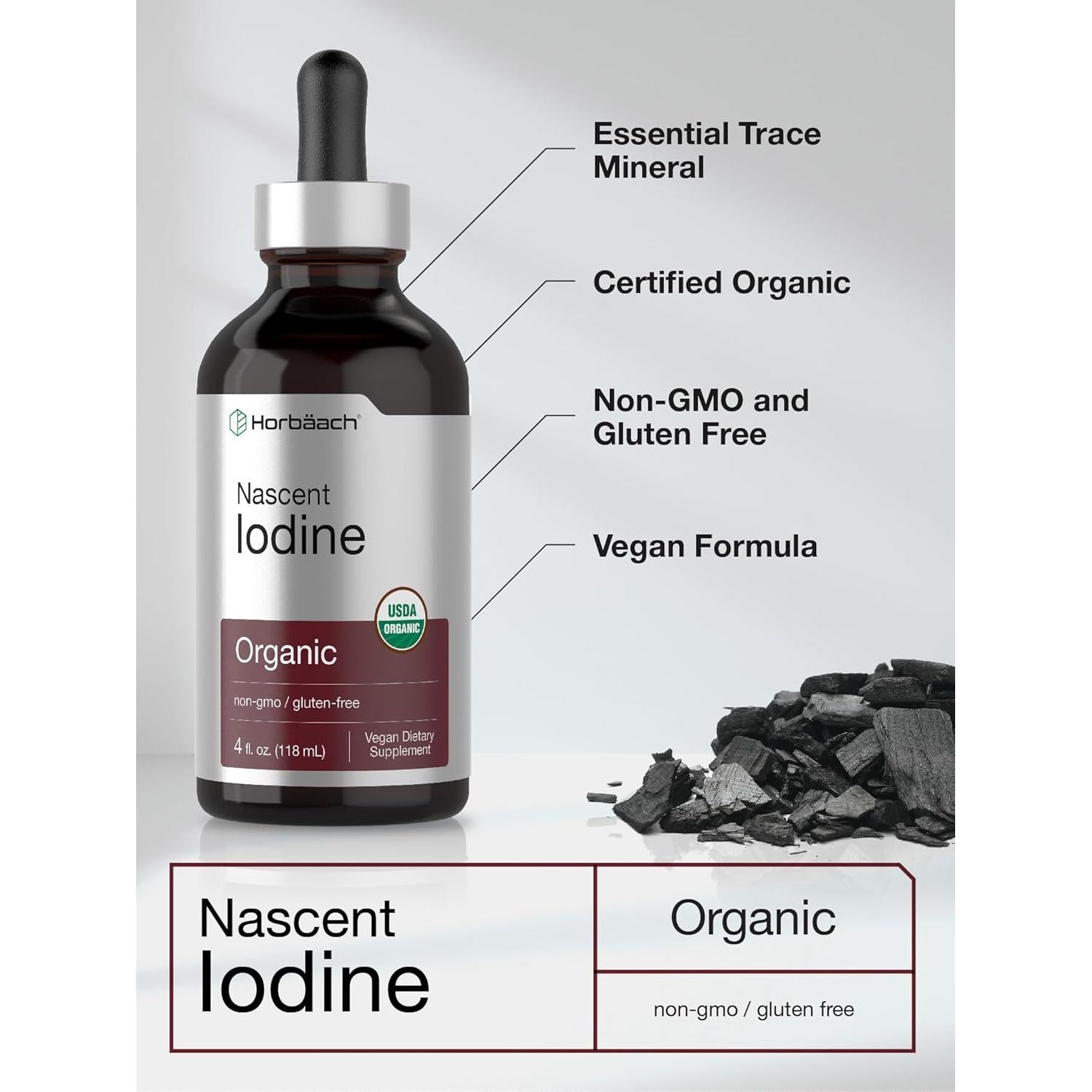 Gotas de Yodo Nascent Horbaach 118 ml Vegano Sin Gluten