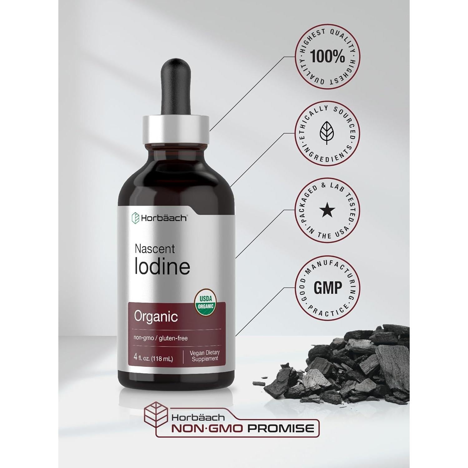 Gotas de Yodo Nascent Horbaach 118 ml Vegano Sin Gluten