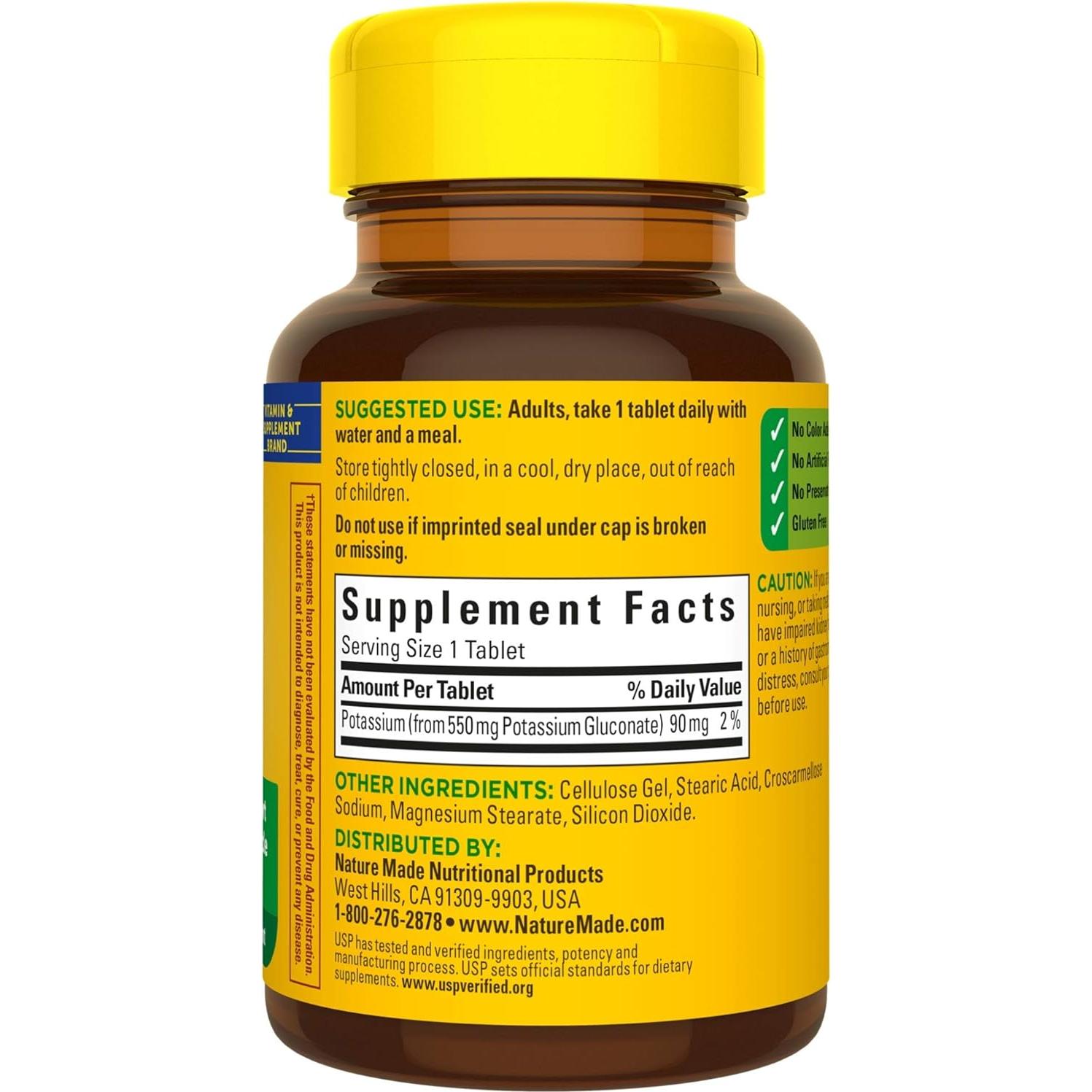 Gluconato de Potasio Nature Made 550 mg - 200 Tabletas