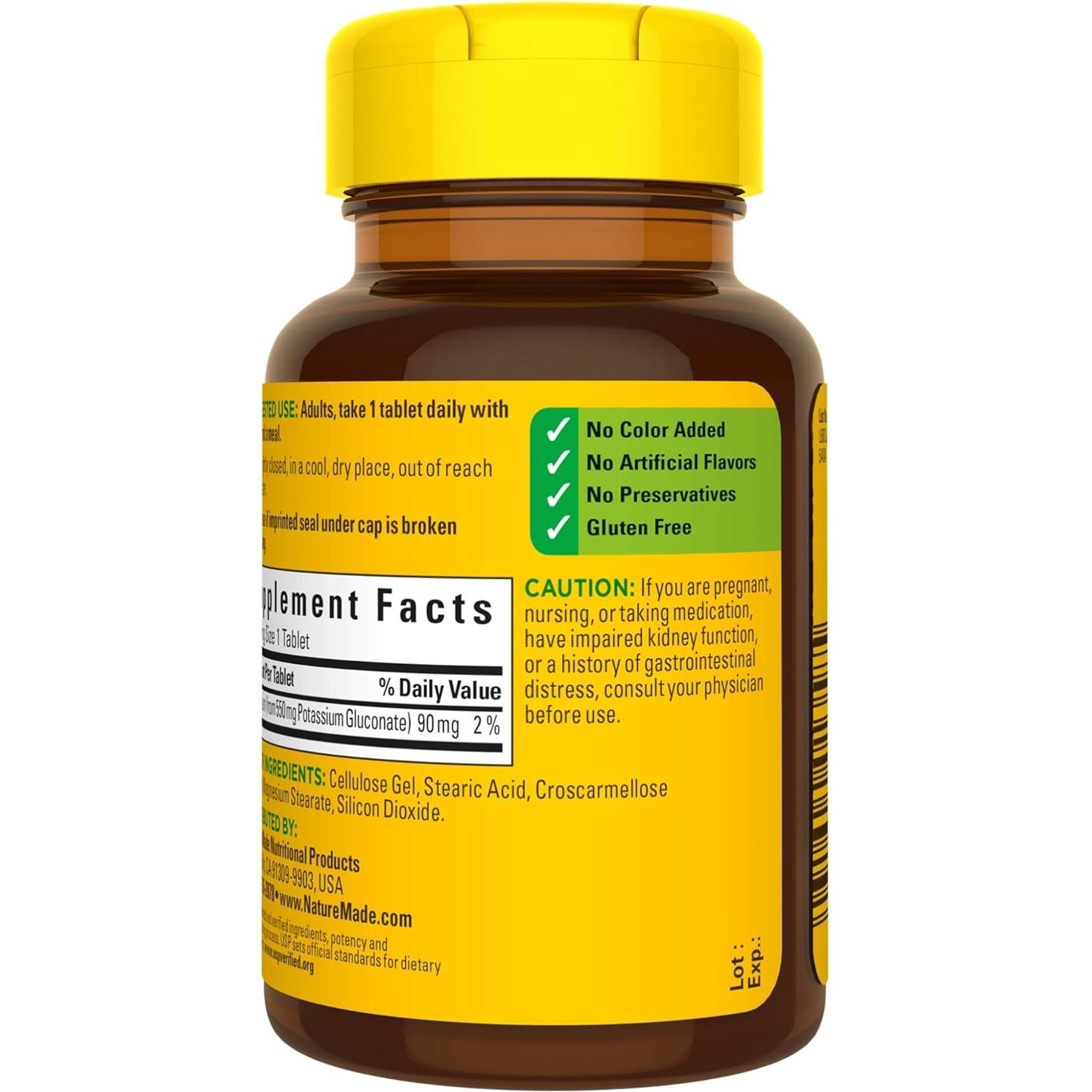 Gluconato de Potasio Nature Made 550 mg - 200 Tabletas