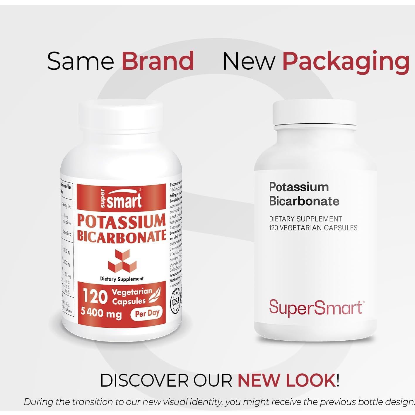 Suplemento de Bicarbonato de Potasio 5400mg Supersmart - 120 Cápsulas Vegetarianas