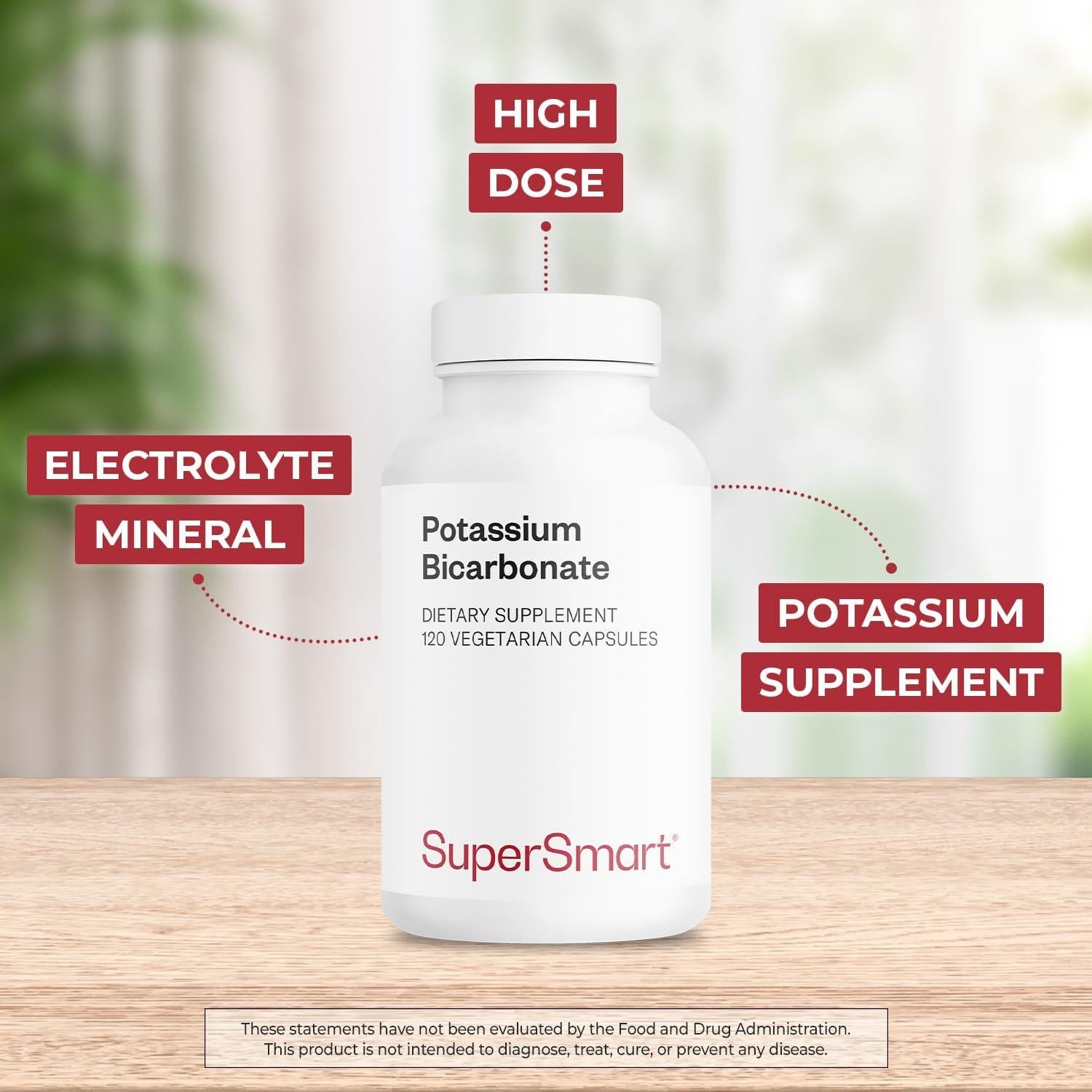 Suplemento de Bicarbonato de Potasio 5400mg Supersmart - 120 Cápsulas Vegetarianas
