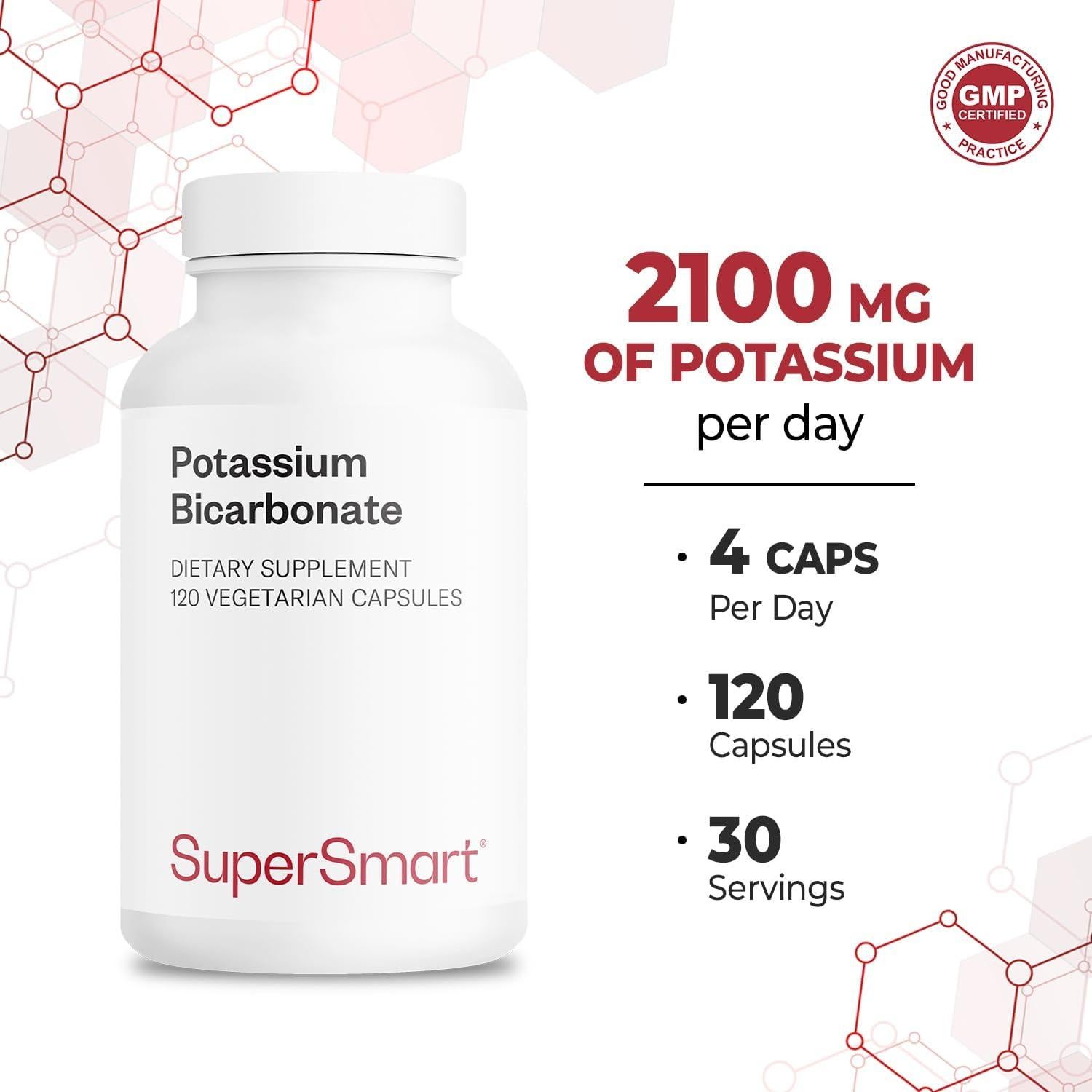Suplemento de Bicarbonato de Potasio 5400mg Supersmart - 120 Cápsulas Vegetarianas