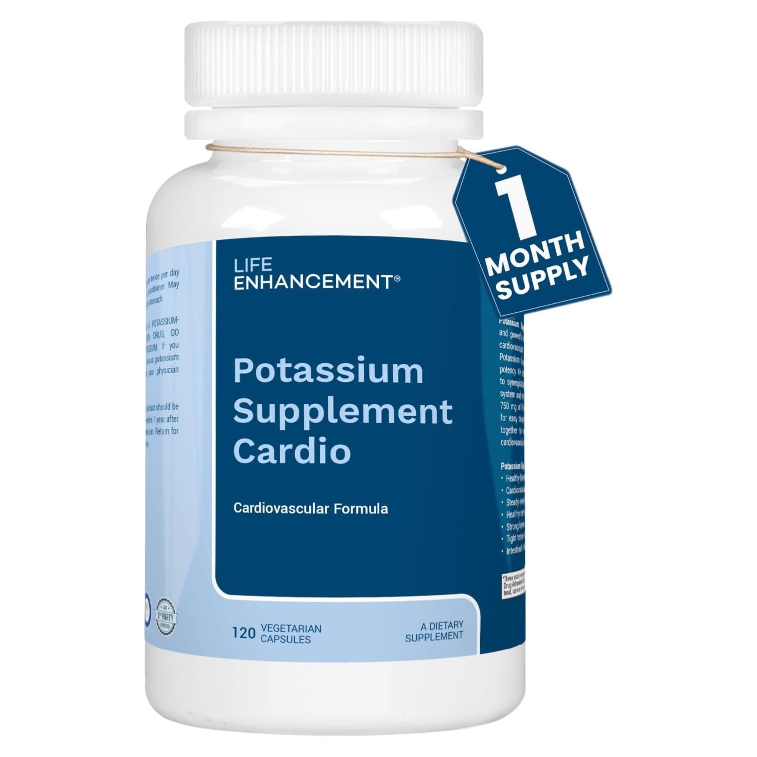 Suplemento de Potasio Cardio Life Enhancement 750 mg 120 Cápsulas