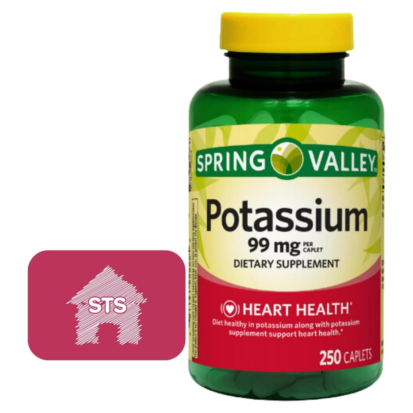 Potasio Spring Valley 99 mg - 250 Tabletas Salud Corazón