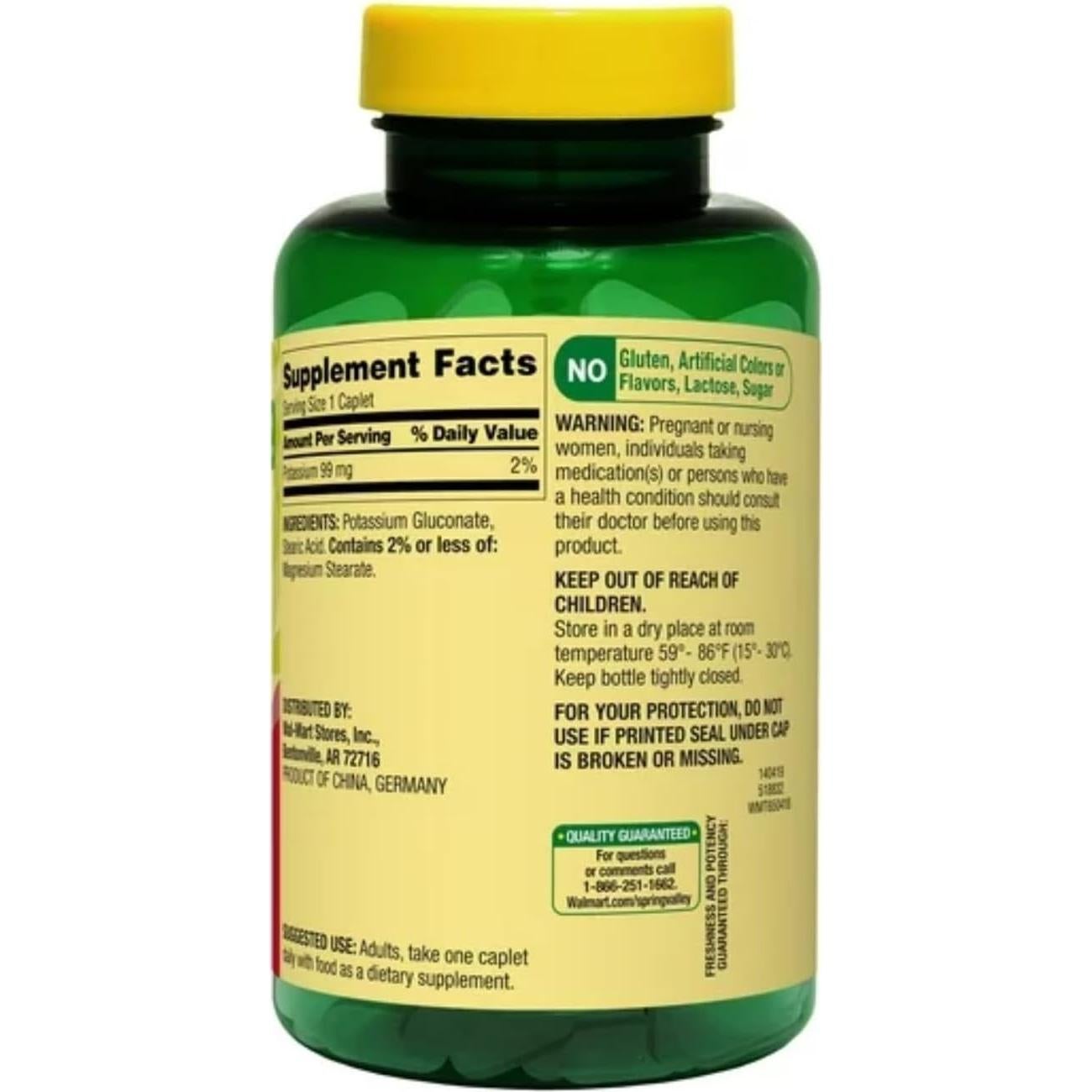 Potasio Spring Valley 99 mg - 250 Tabletas Salud Corazón