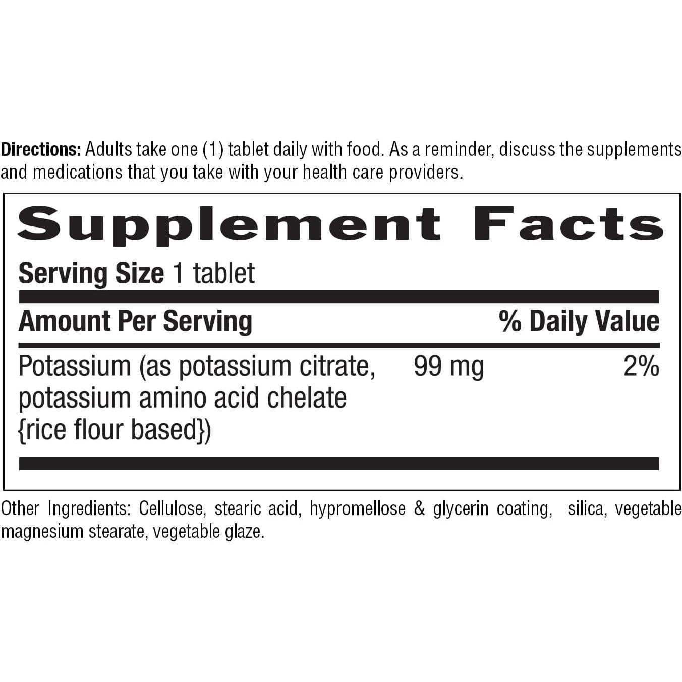 Suplemento de Potasio 99 mg Country Life - 250 Tabletas Veganas