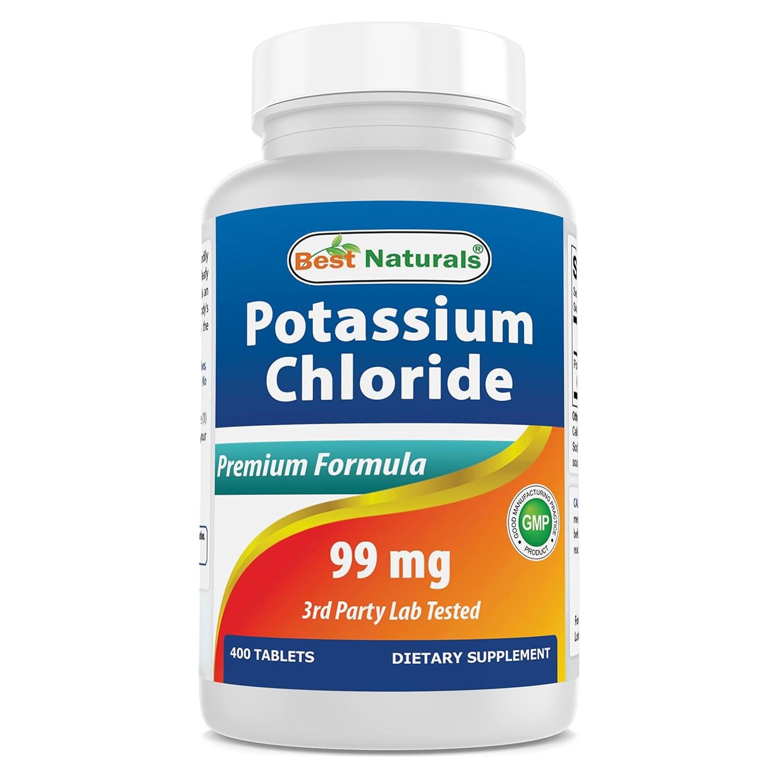 Suplemento de Cloruro de Potasio Best Naturals 99mg 400 Tabletas