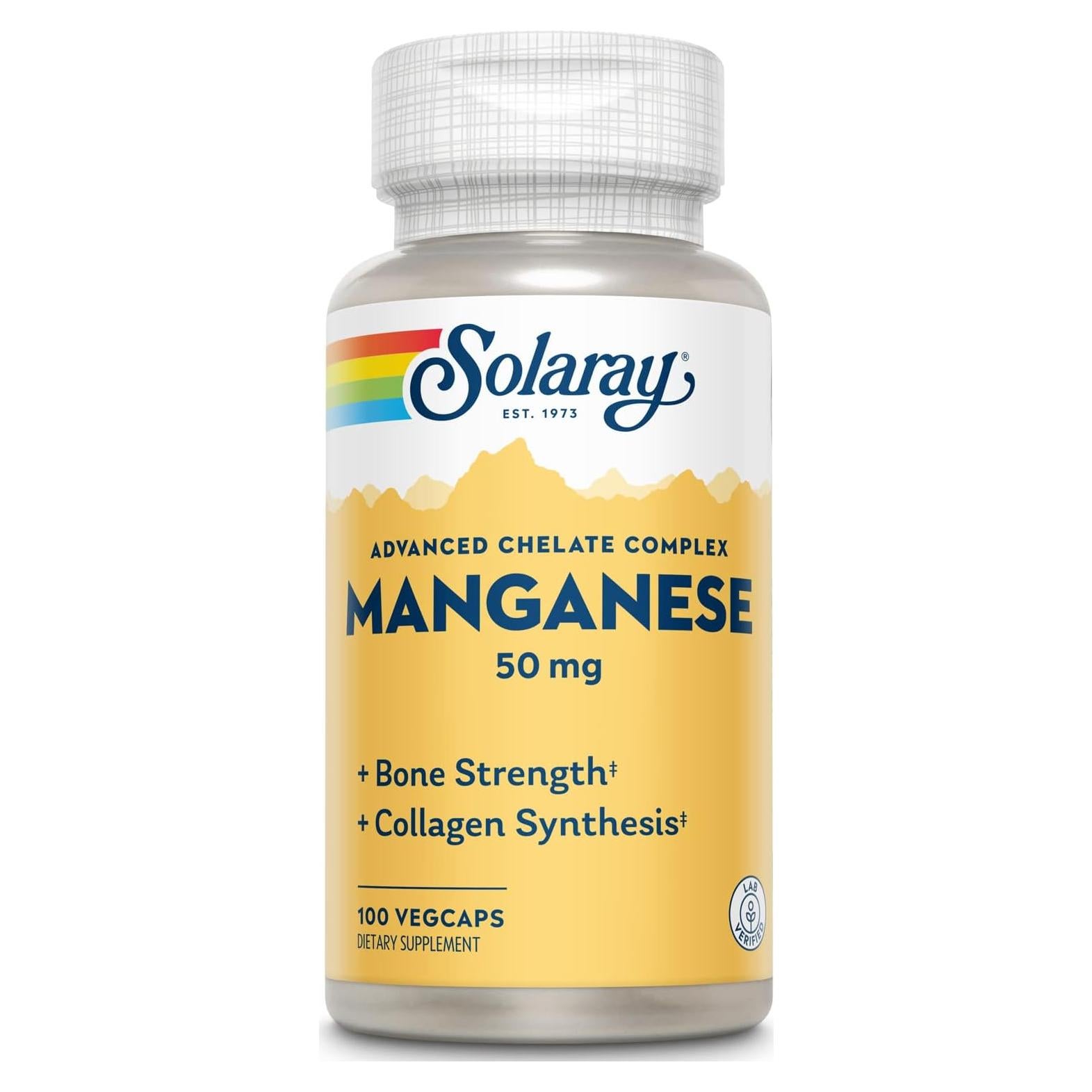 Suplemento de Manganeso Solaray 50 mg - 100 VegCaps