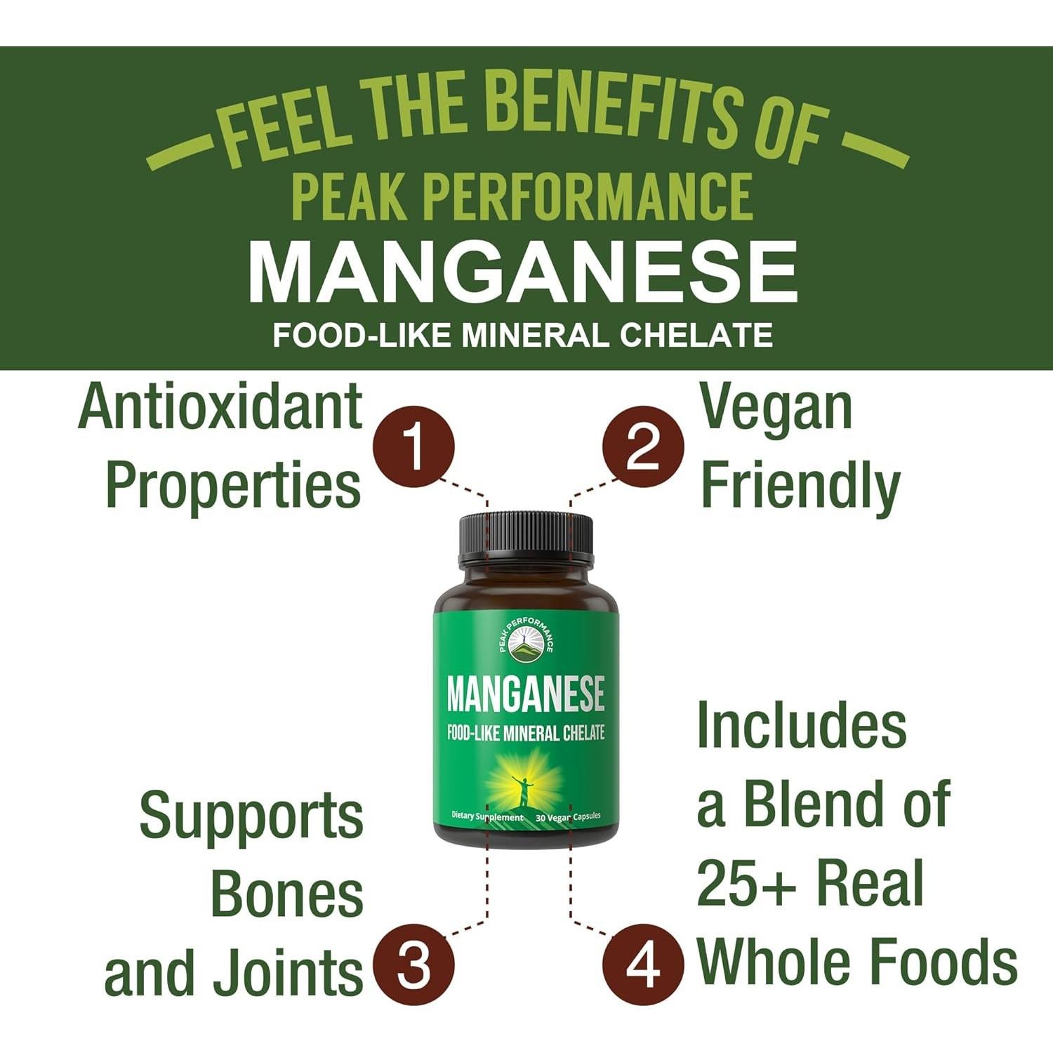 Suplemento de Manganeso Quelado Peak Performance 32g