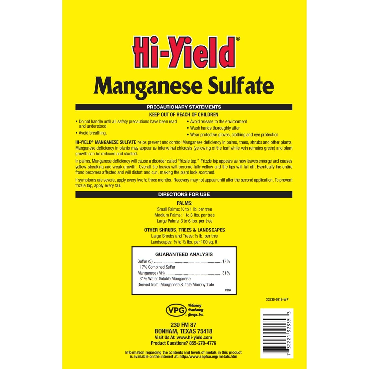 Sulfato de Manganeso Hi-Yield 1.81 kg para Plantas