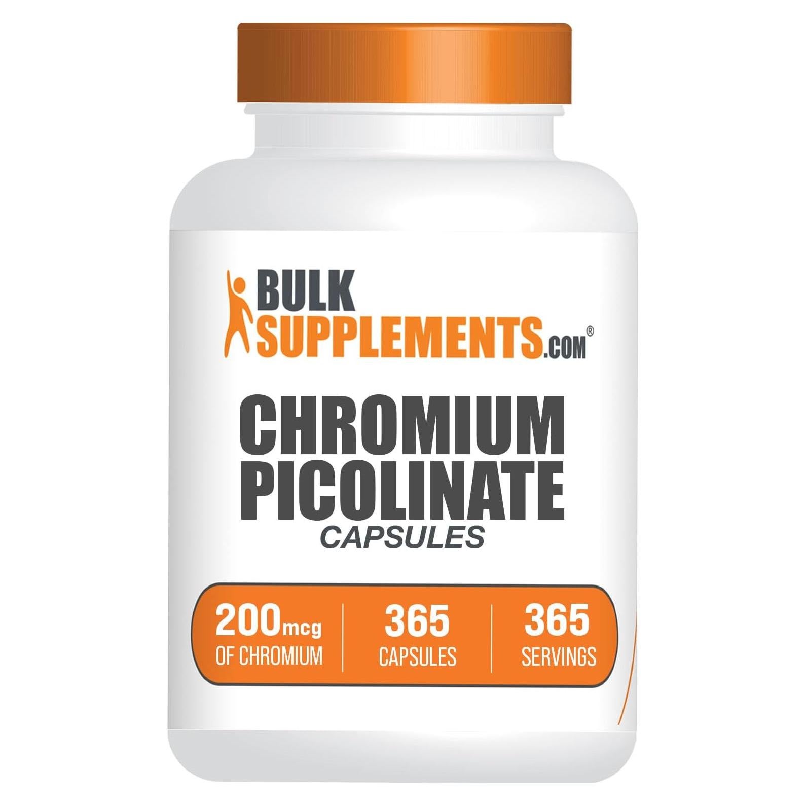 Cápsulas de Picolinato de Cromo BulkSupplements 200mcg 365 Unidades