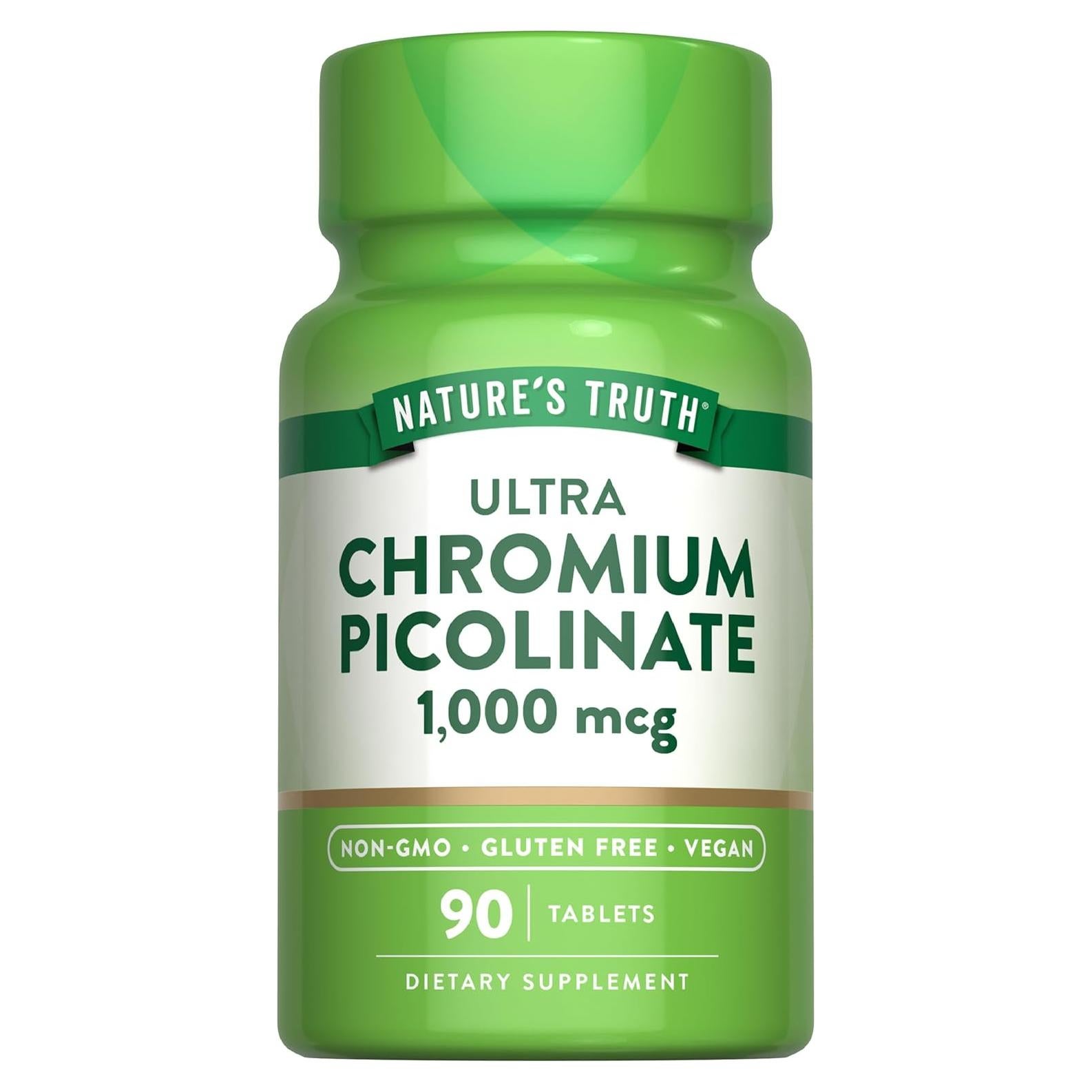 Ultra Picolinato de Cromo 1000 mcg Verdad de la Naturaleza 90 Tabletas Veganas