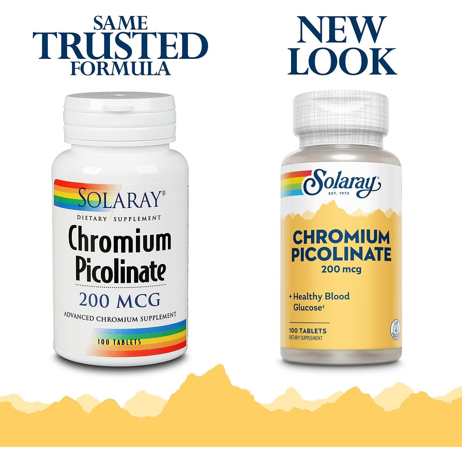 Picolinato de Cromo Solaray 200 mcg - 100 Cápsulas