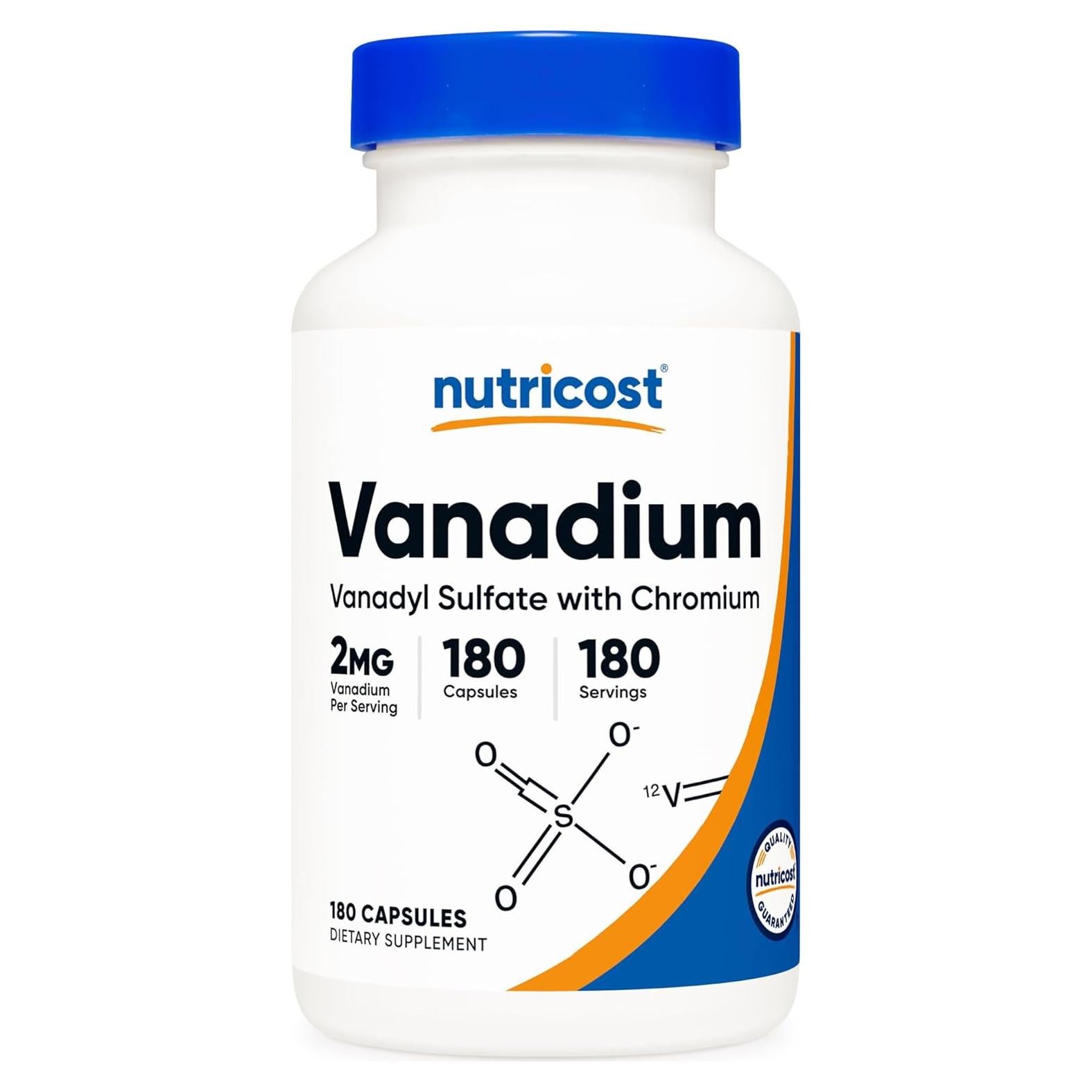Nutricost Suplemento de Vanadio + Cromo 180 Cápsulas 2mg