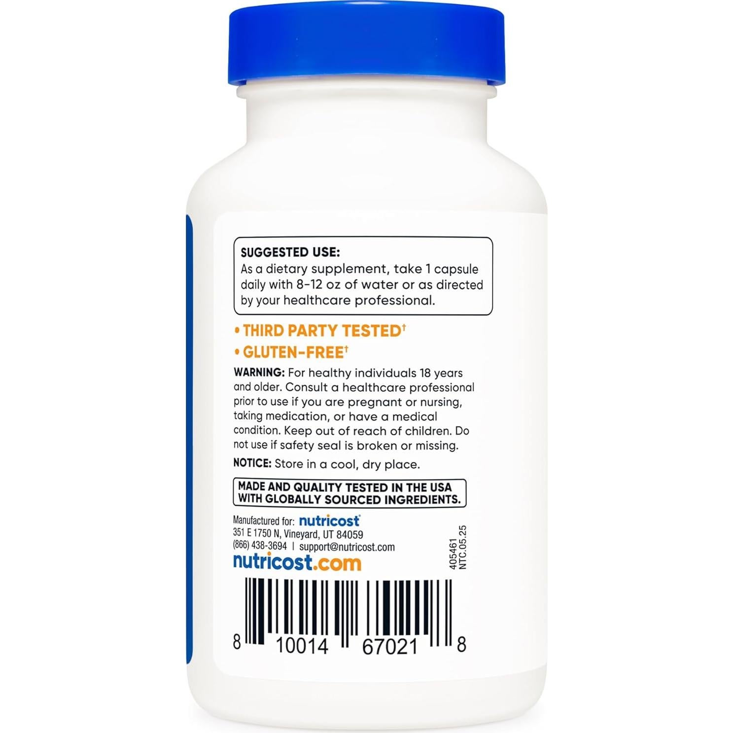 Nutricost Suplemento de Vanadio + Cromo 180 Cápsulas 2mg