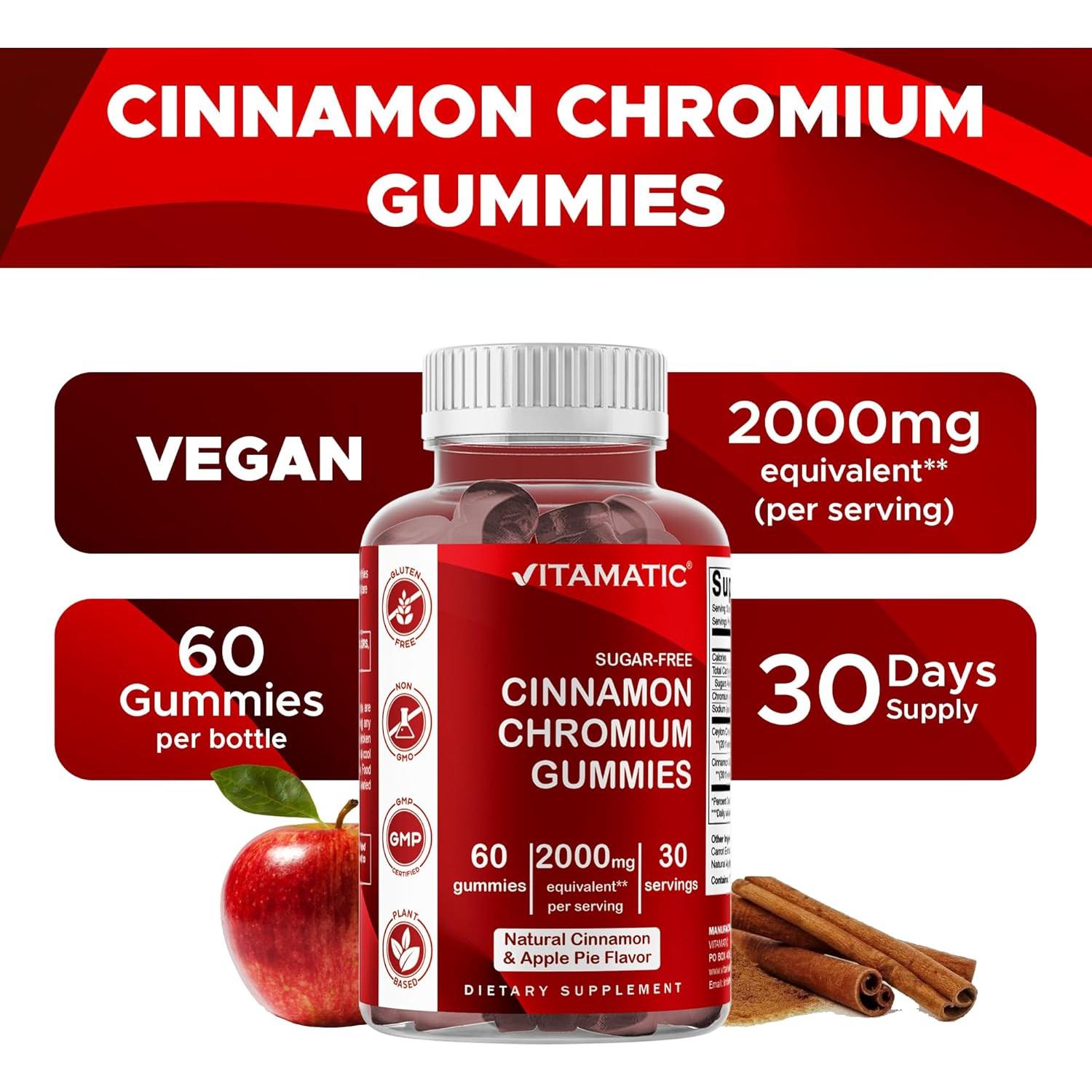 Gomitas Veganas Vitamatic Cromo y Canela Sin Azúcar 60 Uds