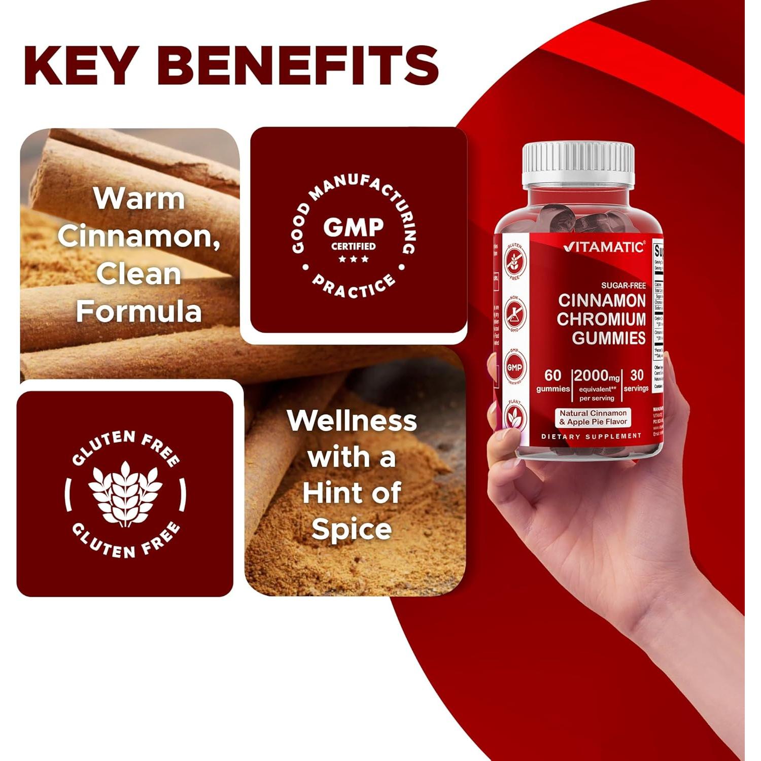 Gomitas Veganas Vitamatic Cromo y Canela Sin Azúcar 60 Uds