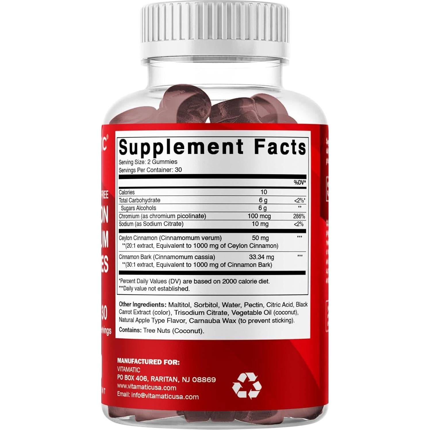 Gomitas Veganas Vitamatic Cromo y Canela Sin Azúcar 60 Uds