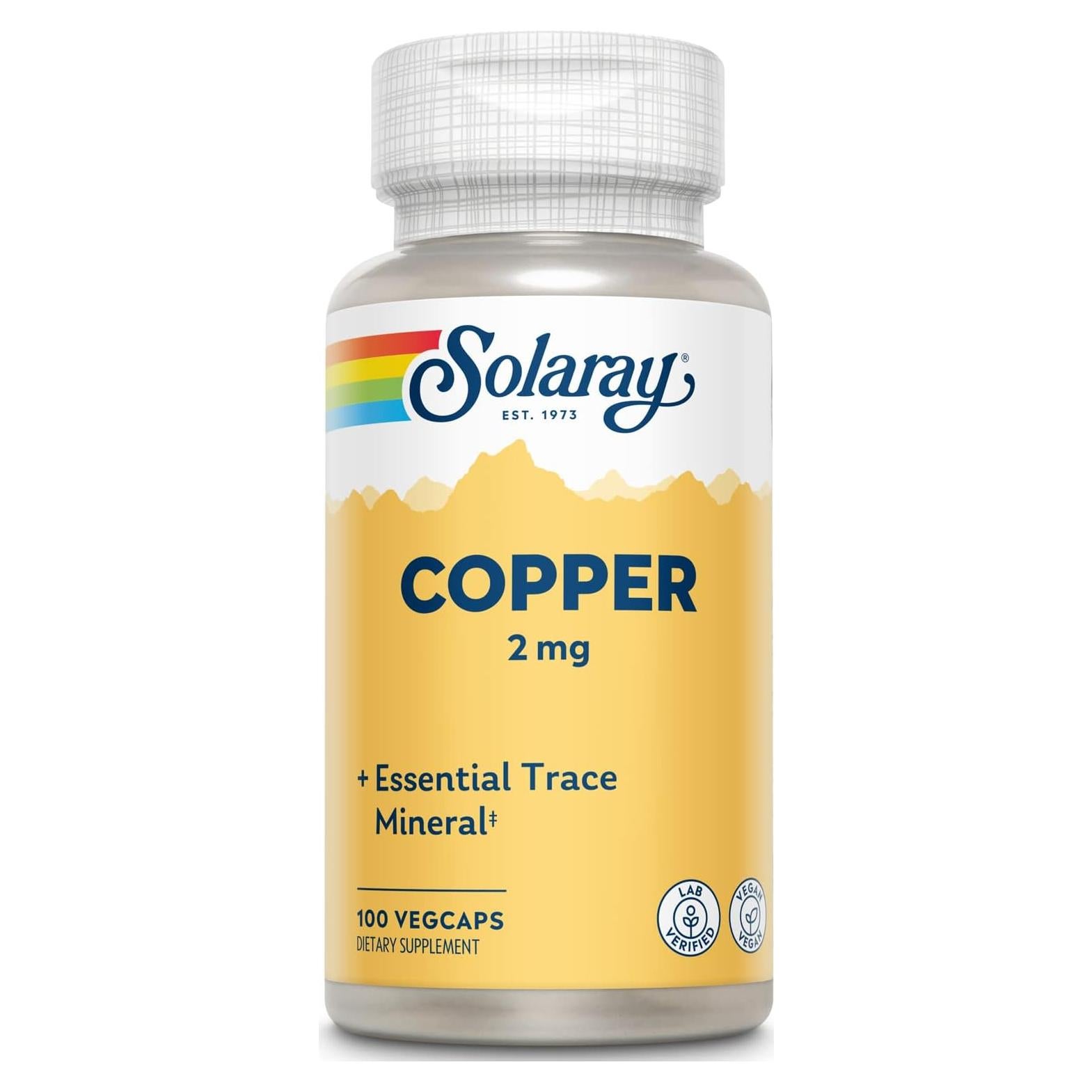 Suplemento de Cobre Solaray 2 mg | 100 VegCaps | No-OGM