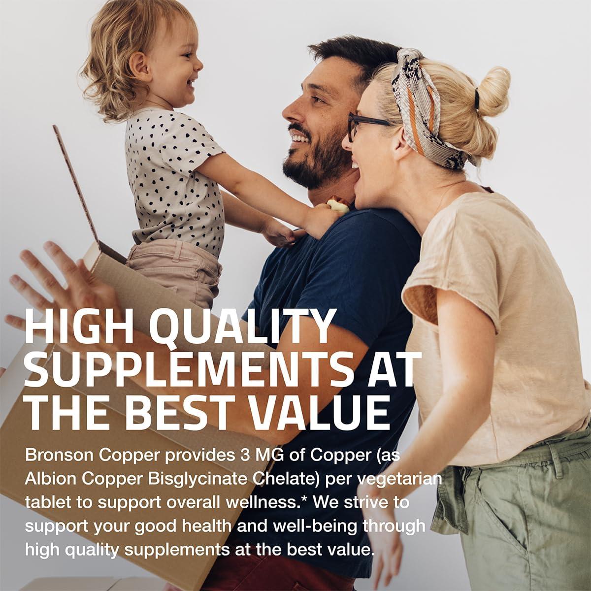 Bronson Glicinato de Cobre 3mg Quelado 180 Tabletas Vegetarianas