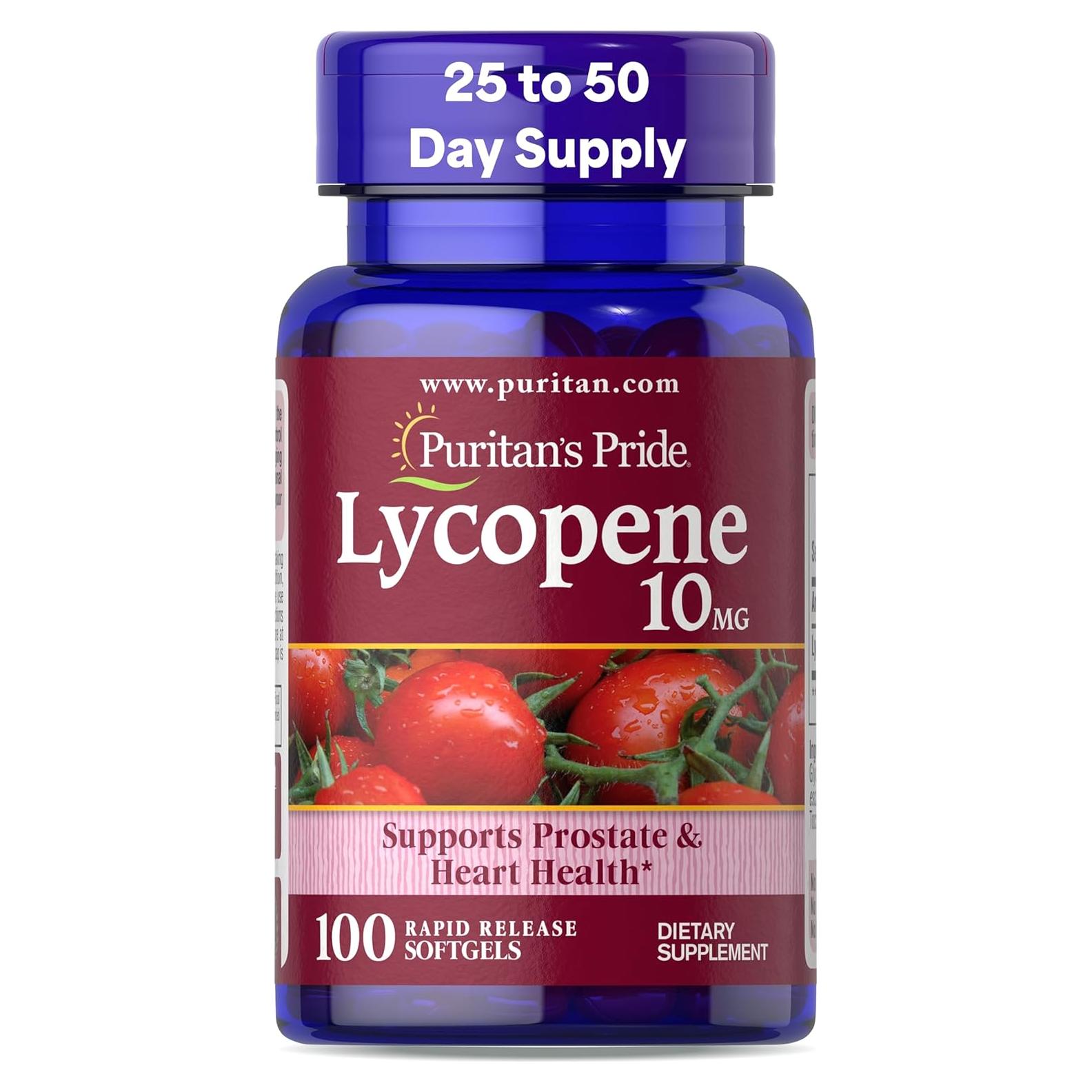 Suplemento de Licopeno Puritan's Pride 10mg 100 Cápsulas