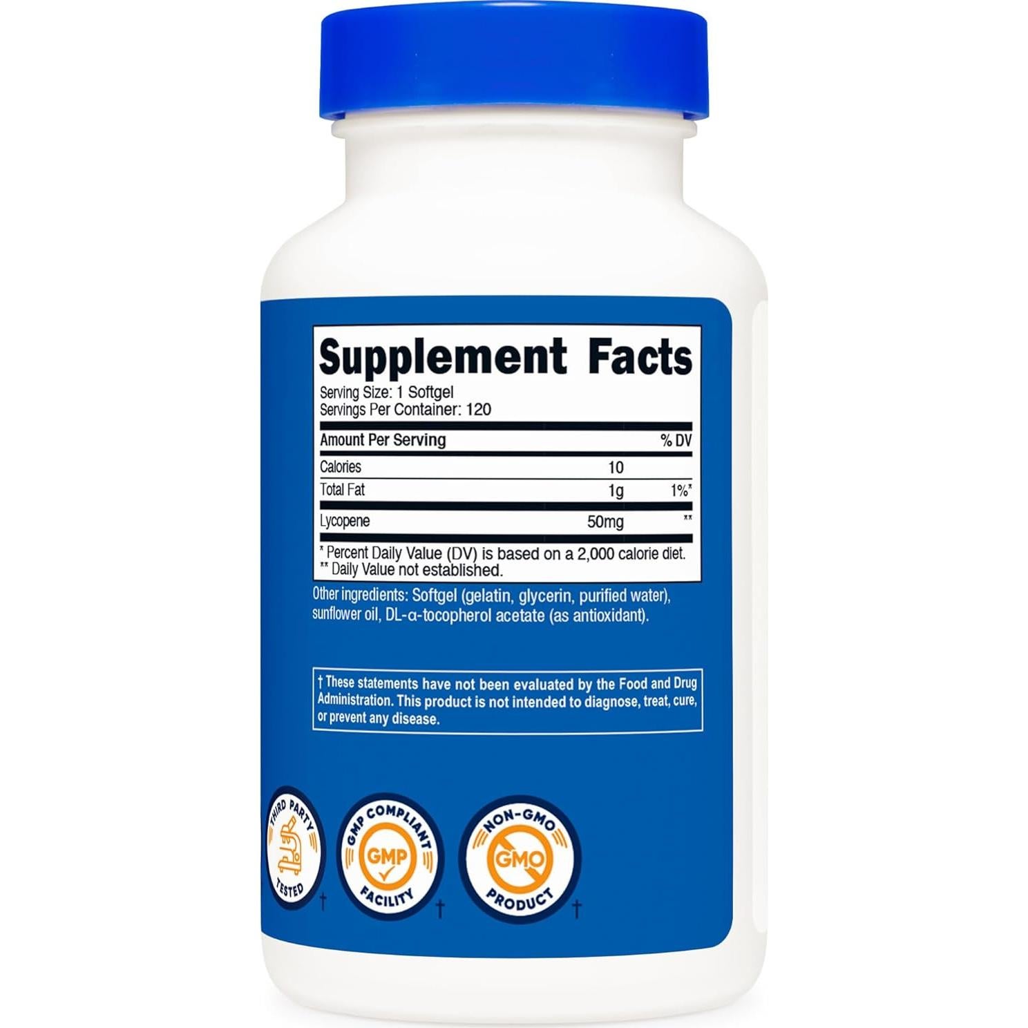 Nutricost Licopeno 50mg - 120 Cápsulas Blandas Antioxidante