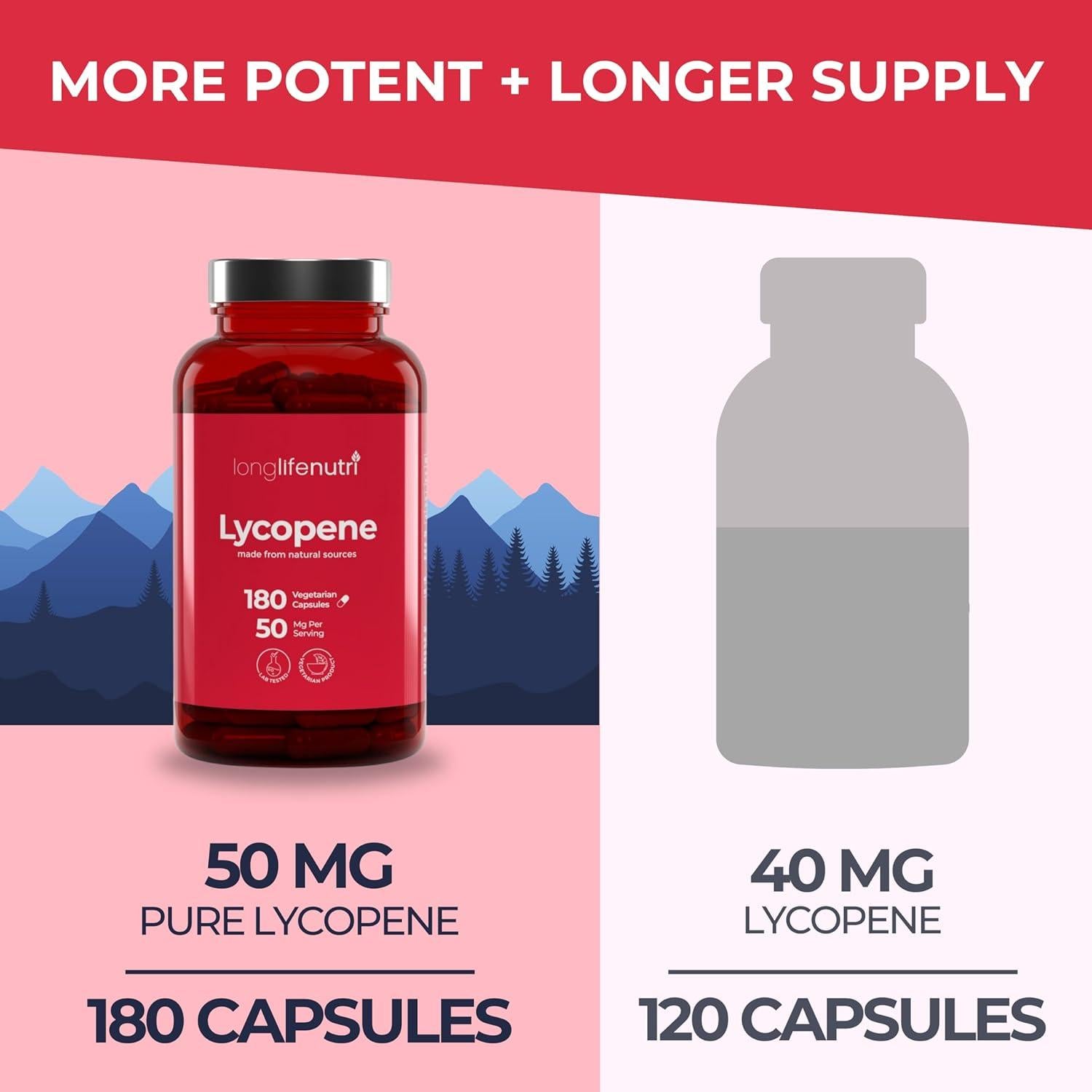 Lycopene 50mg 180 Cápsulas Vegetarianas LongLifeNutri