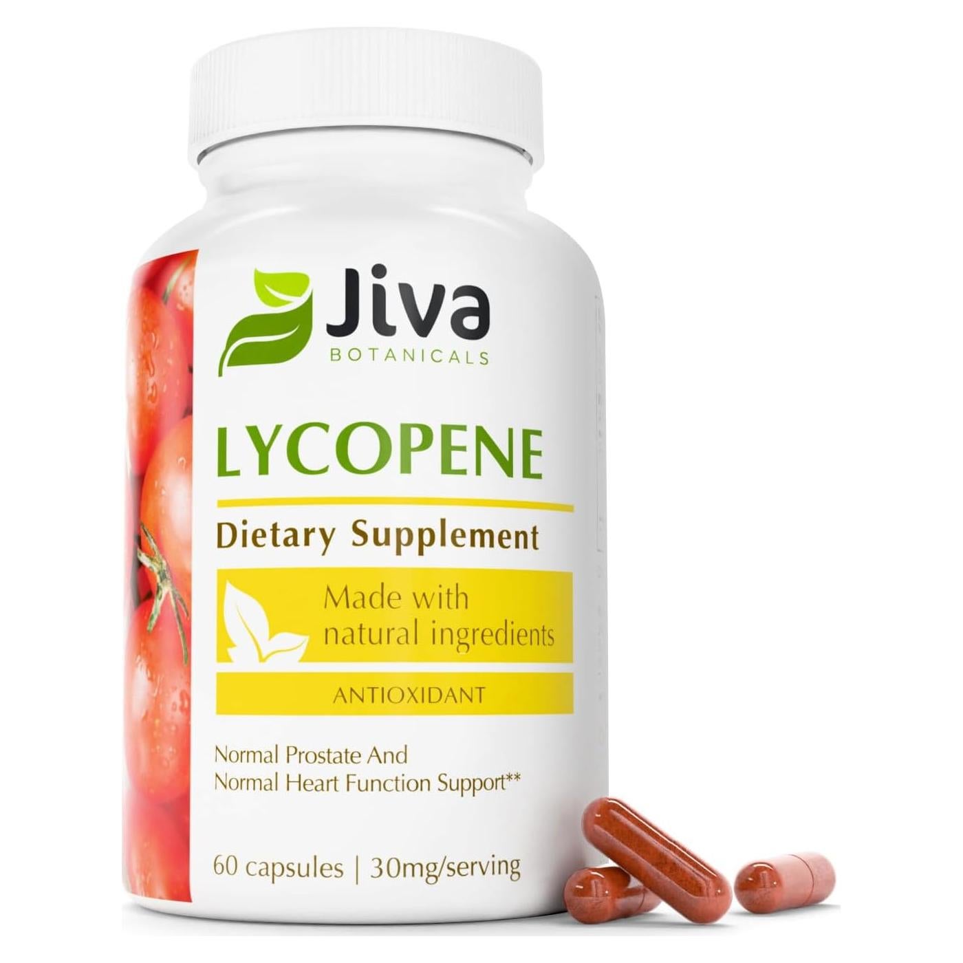 Suplemento de Licopeno Jiva Botanicals 30mg - 60 Cápsulas Veganas
