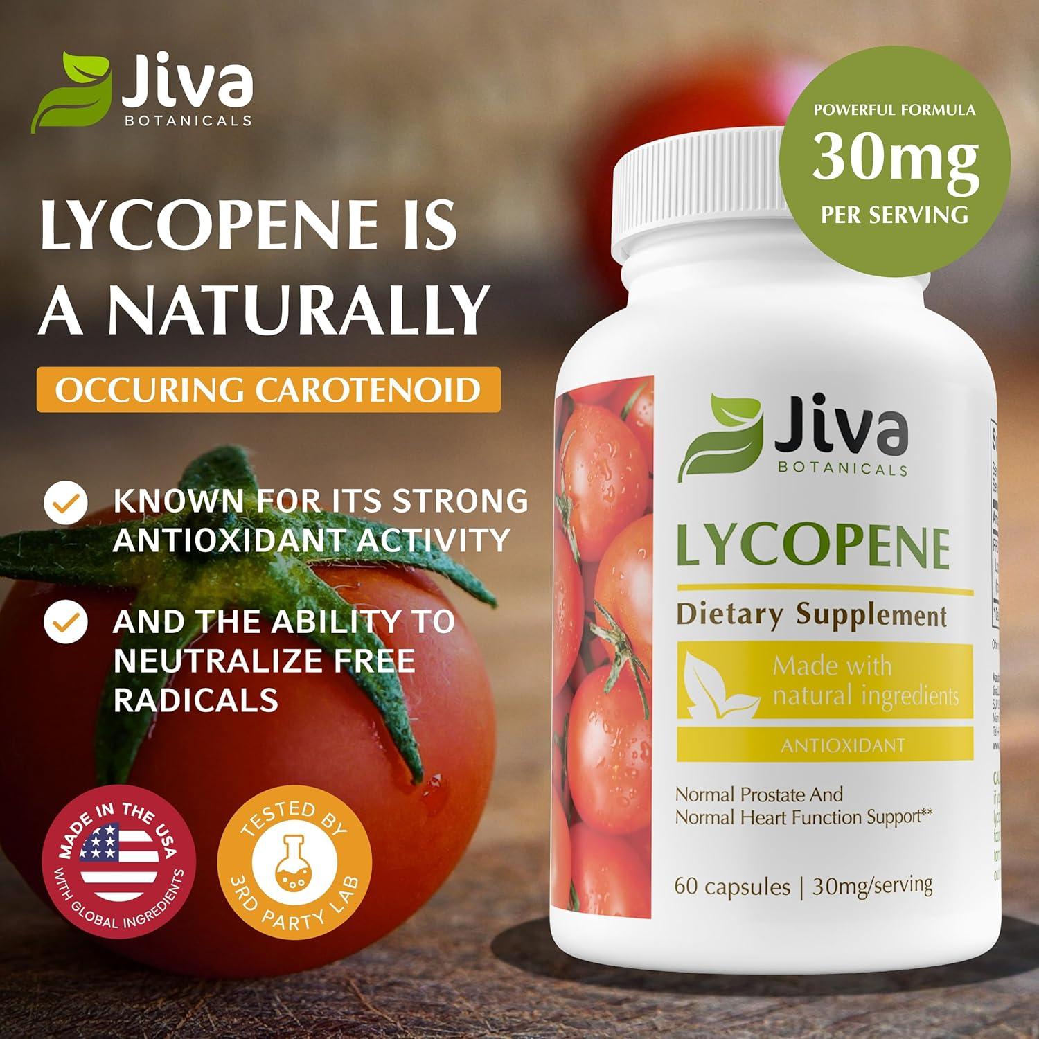 Suplemento de Licopeno Jiva Botanicals 30mg - 60 Cápsulas Veganas